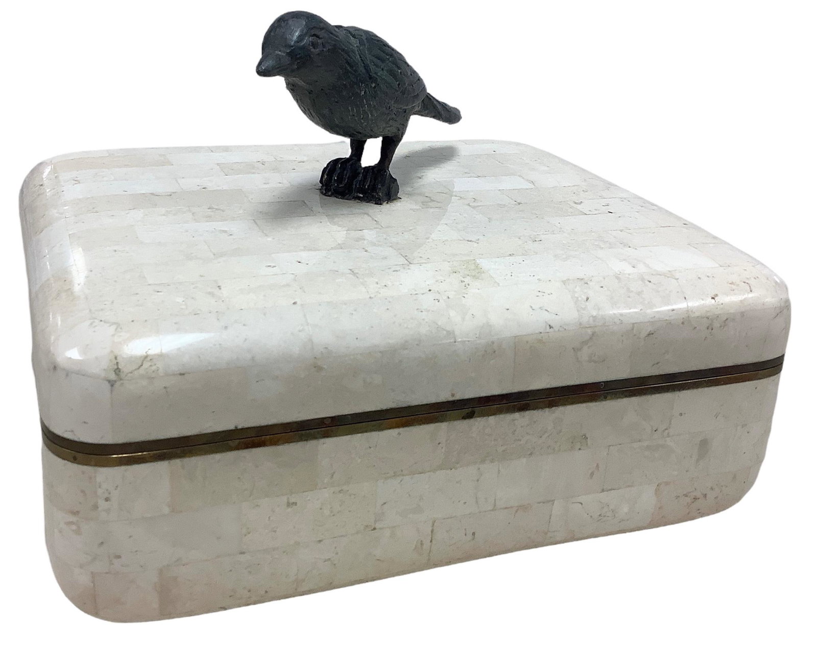 Maitland-Smith hand-made heavy box from the Philippines featuring a metal bird on top and a (1 of 3)