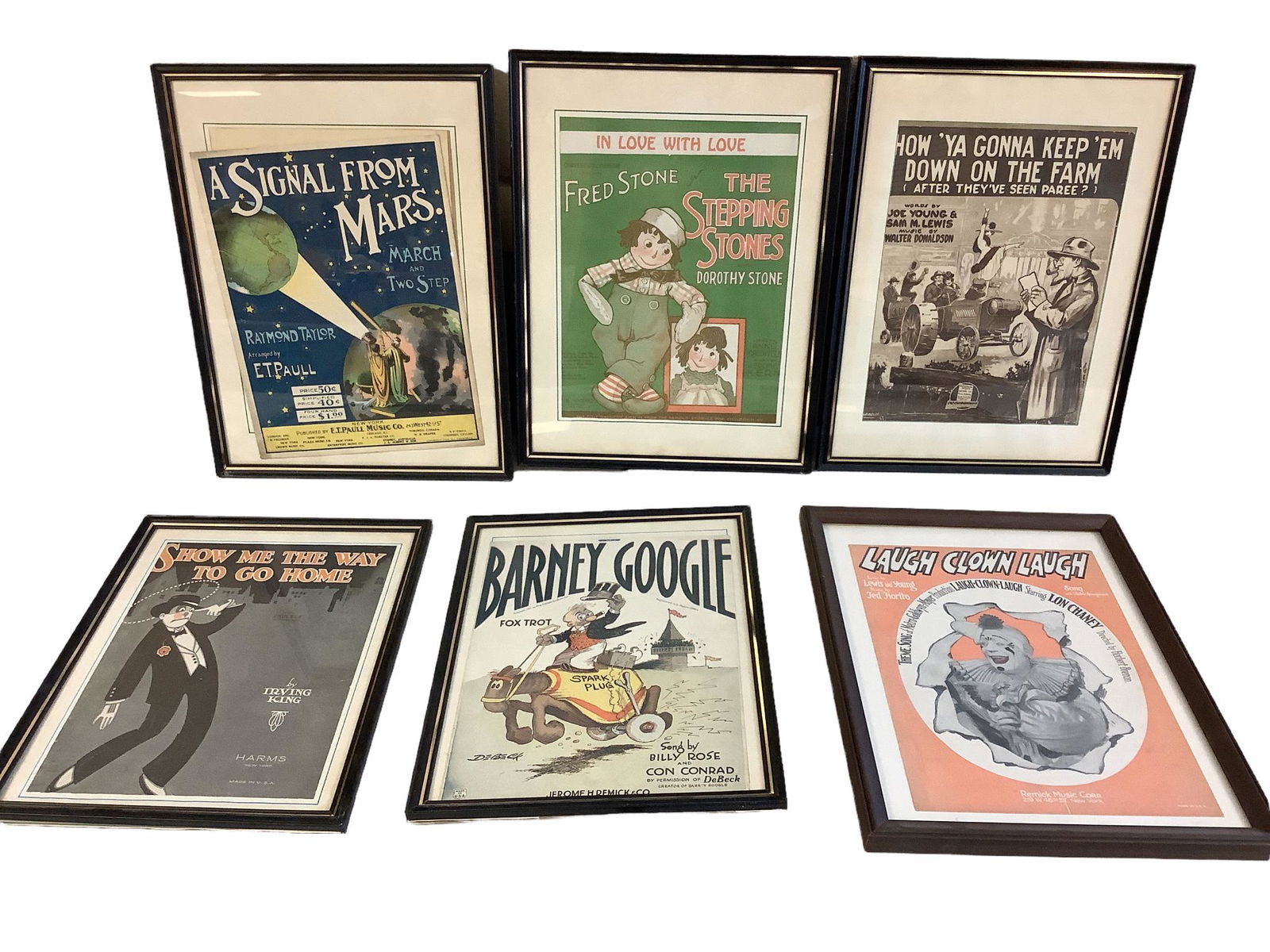 6 Framed vintage sheet music covers (1 of 1)