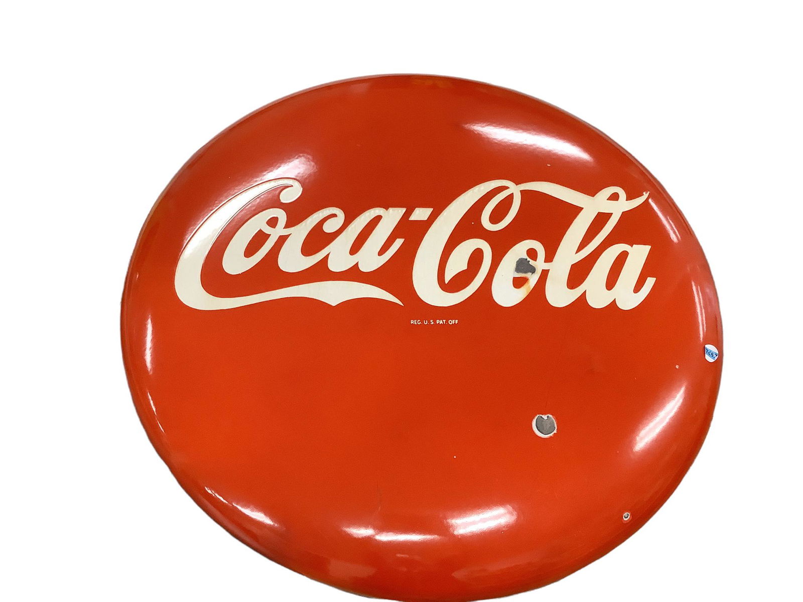 1950's porcelain button sign from Coca- Cola, 36" diameter (1 of 1)