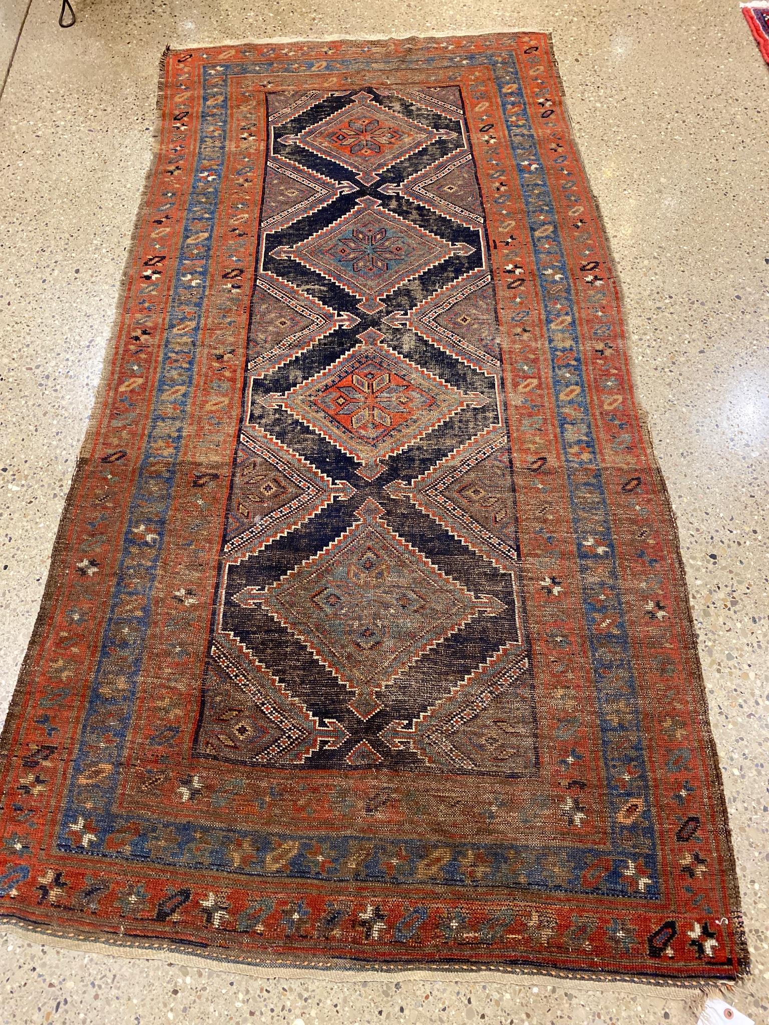 Oriental rug, antique Caucasian, 3'11" x 8'1". (1 of 4)