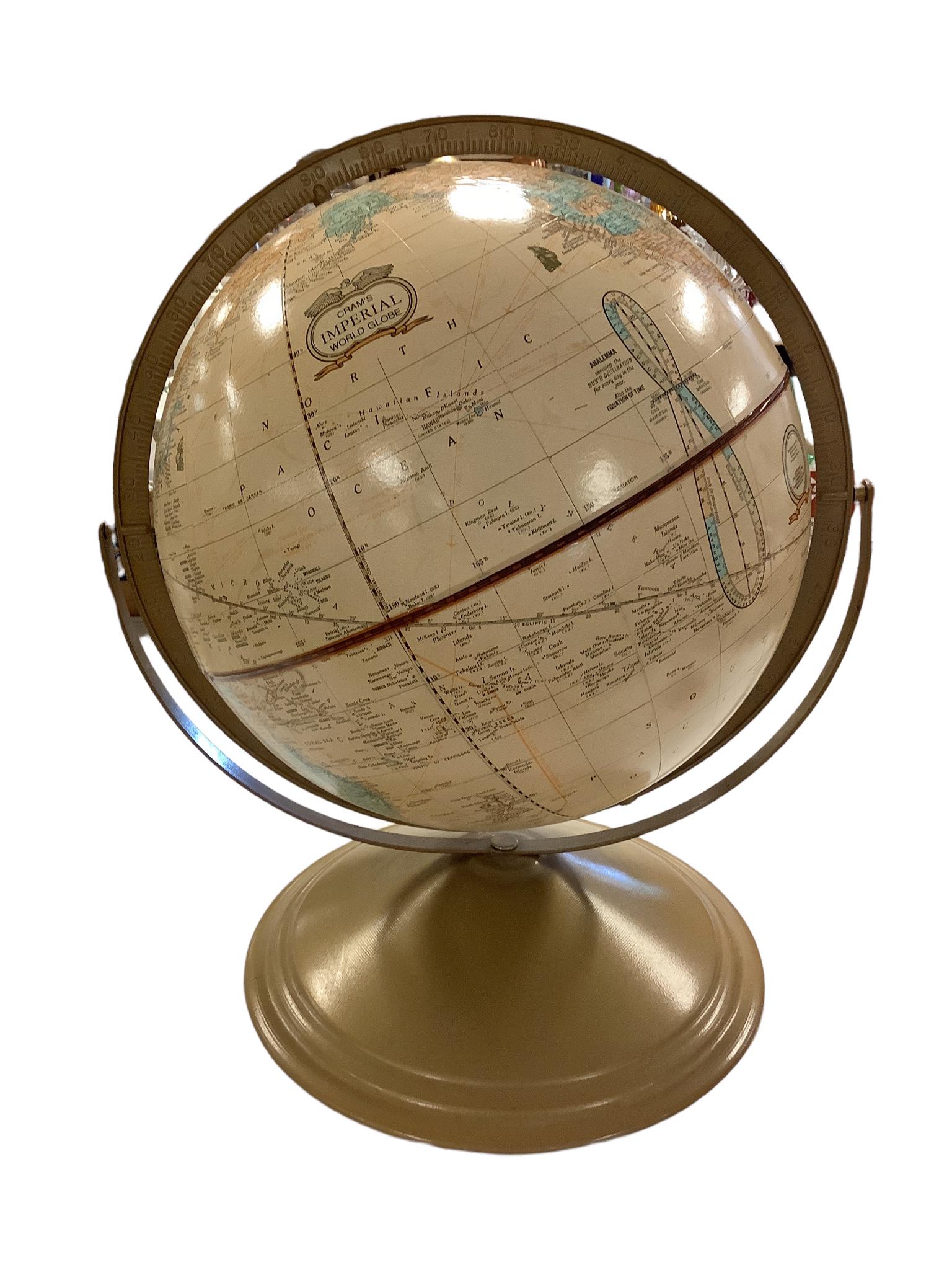 Vintage Cram's World Globe. The globe is cardboard. It measures 16" tall. (1 of 2)