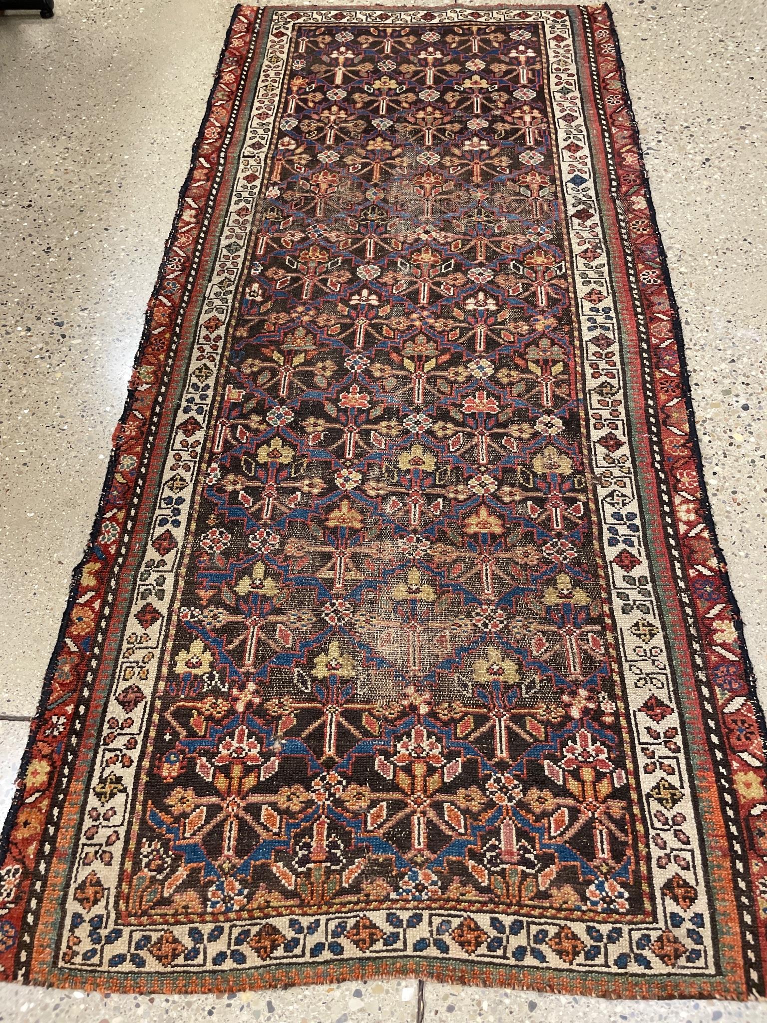 Antique Kurdish Caucasian rug, circa 1920's, 3' 6" x 7' 5". (1 of 4)
