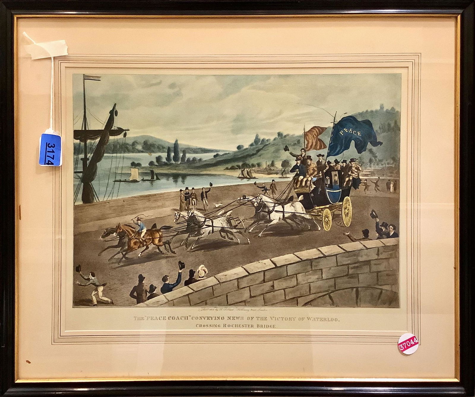 The Peace Coach Conveying News of the Victory of Waterloo" framed print. 23.5" x 19 (1 of 1)