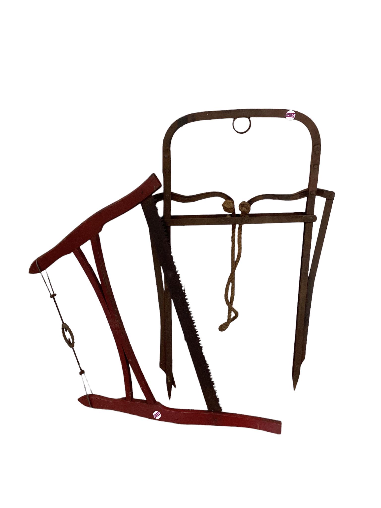 2 farm tools, buck saw and hay trolley (1 of 1)
