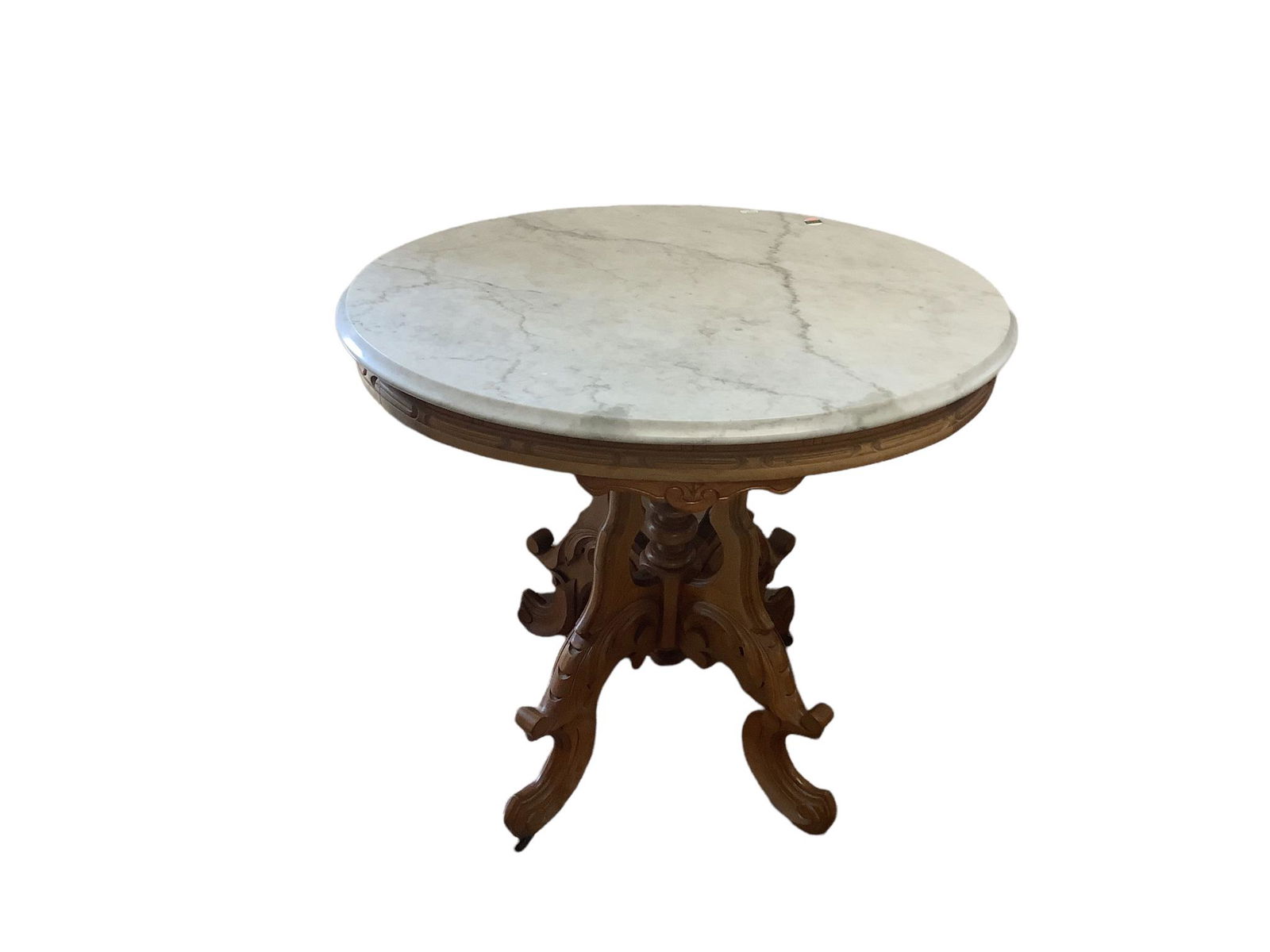 Victorian marble top parlor table missing one caster 32"x24"x30.5" (1 of 3)