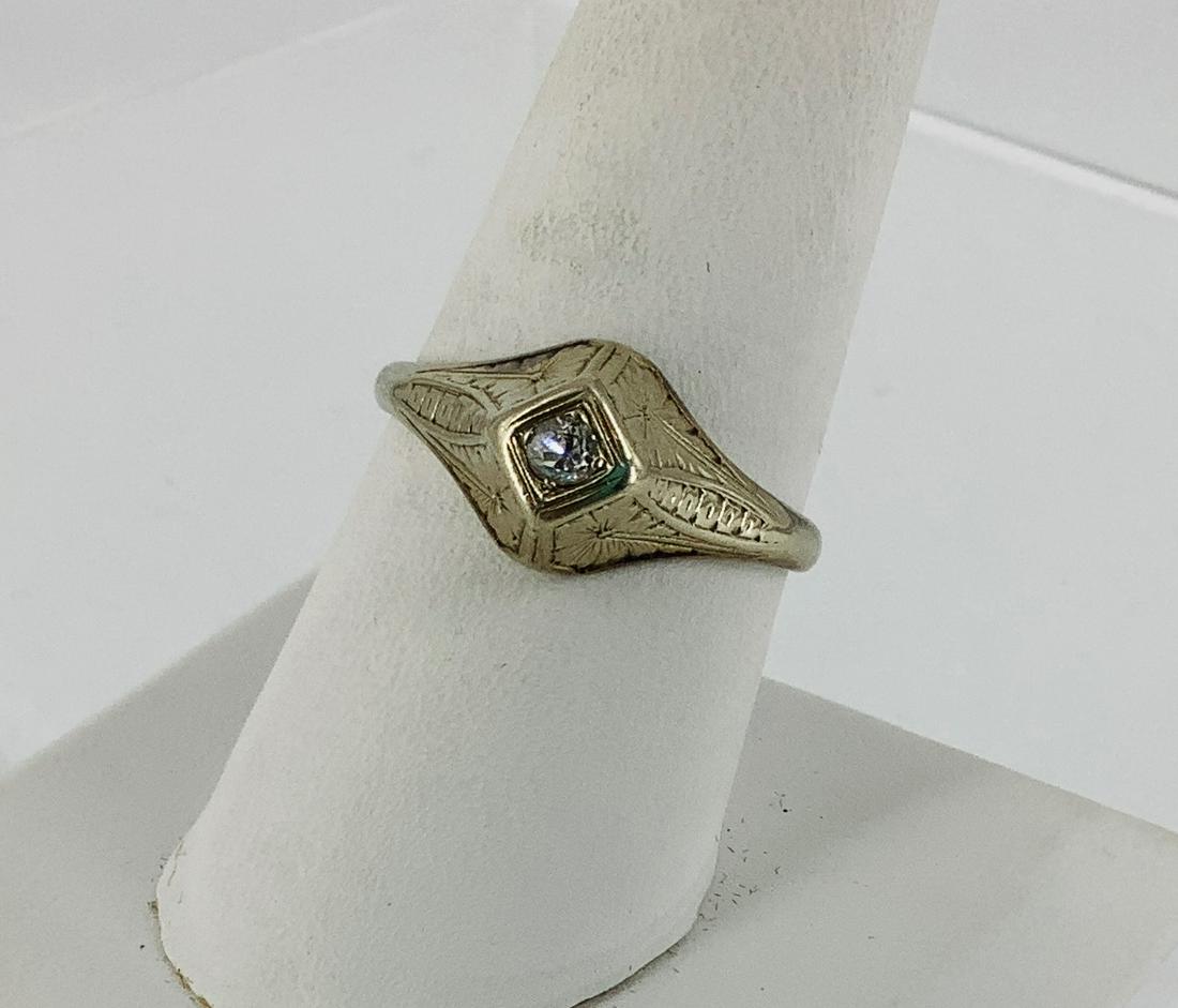 Vintage White Gold and Diamond Solitaire Ring (1 of 4)