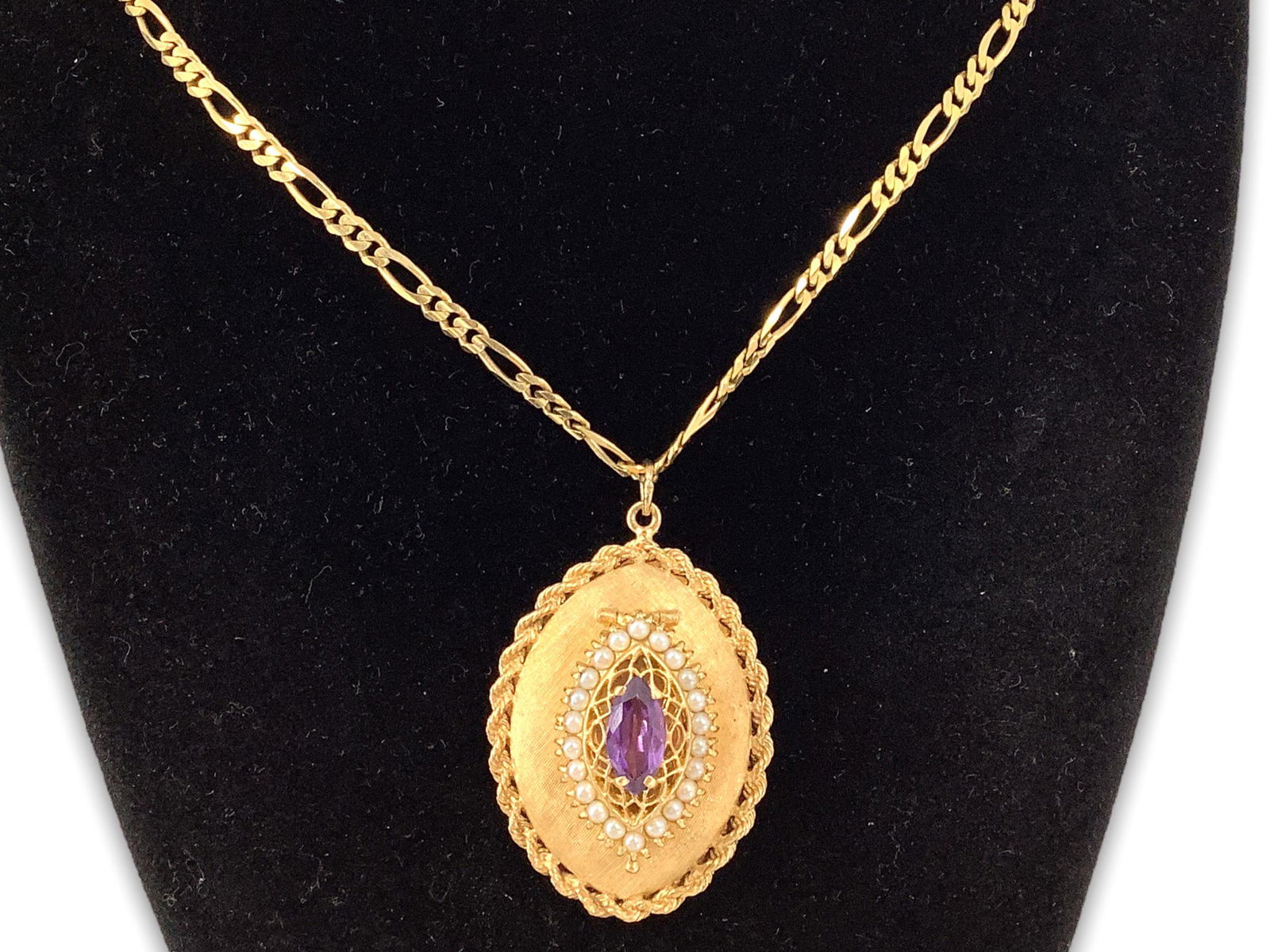 14kt Yellow Gold Necklace and Pendant with Alexandrite and Pearl Pendant (1 of 3)