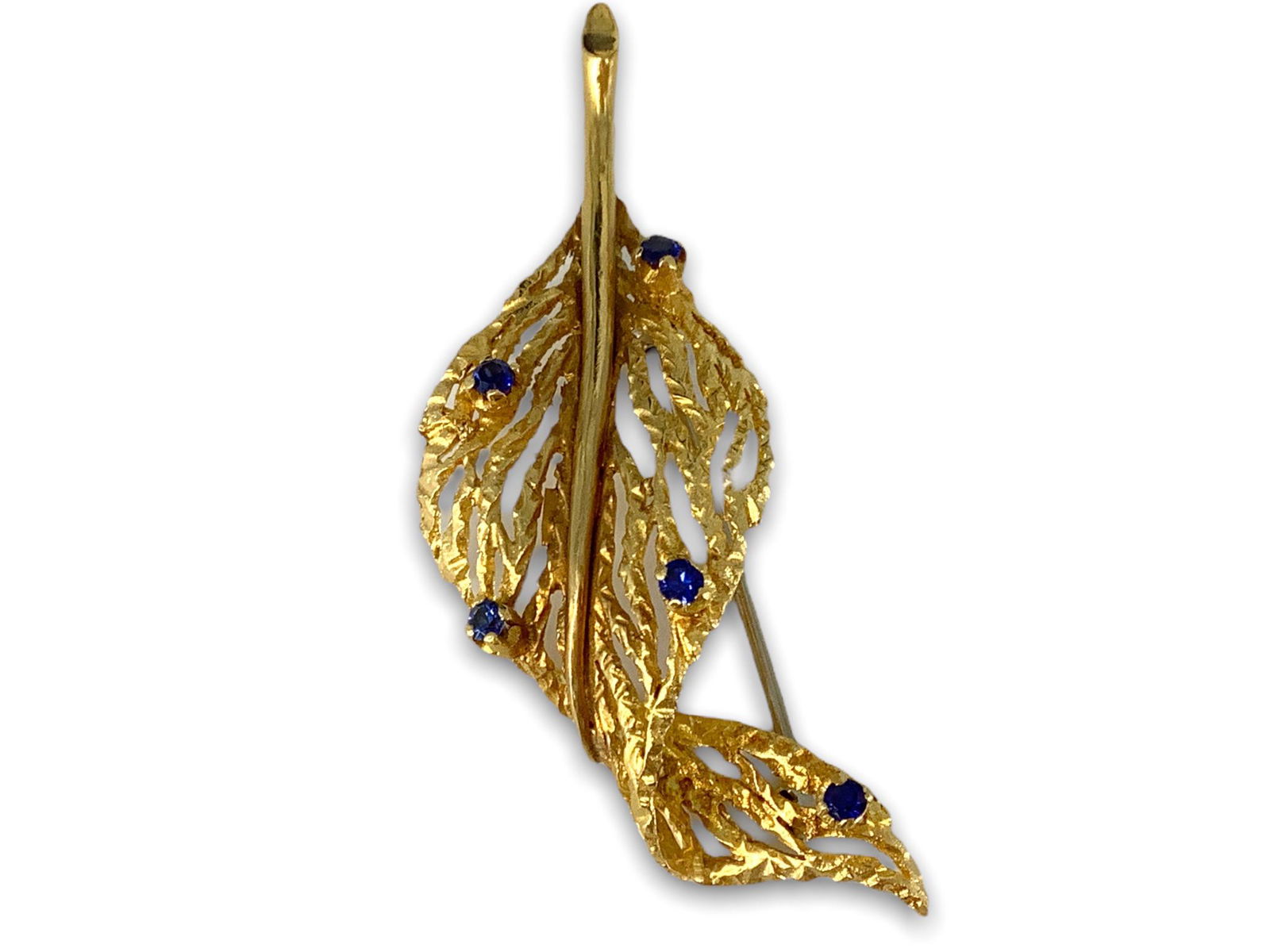 Vintage 18kt Yellow Gold Leaf Pin (1 of 3)