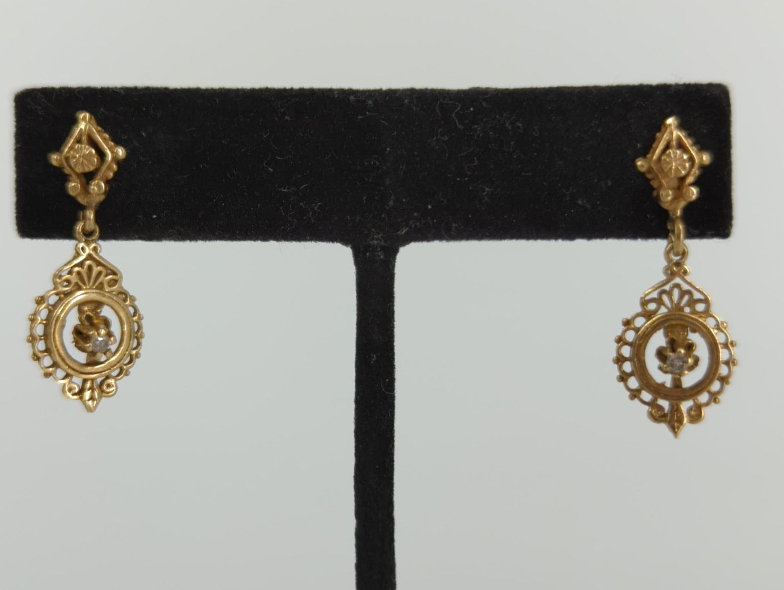Vintage 14kt Yellow Gold Diamond Dangle Earrings (1 of 4)