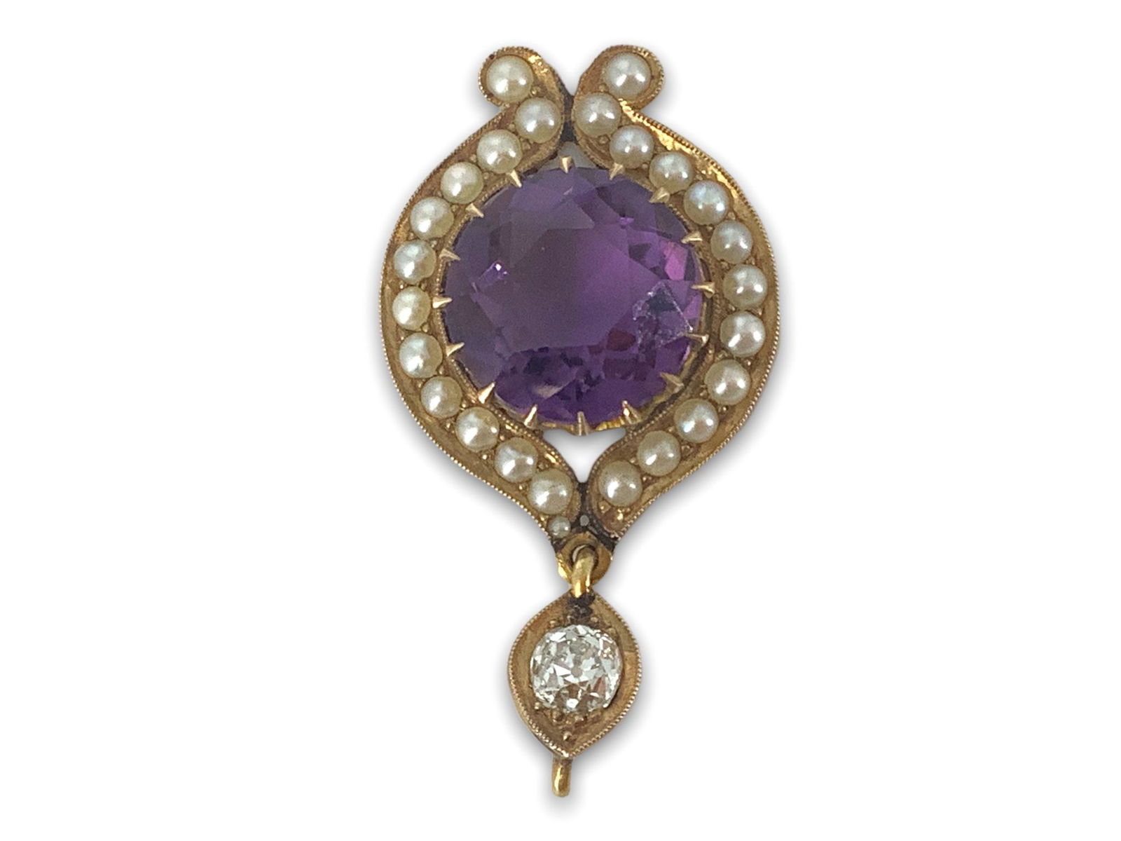 Antique Gold Filled Pendant With Gemstones (1 of 3)