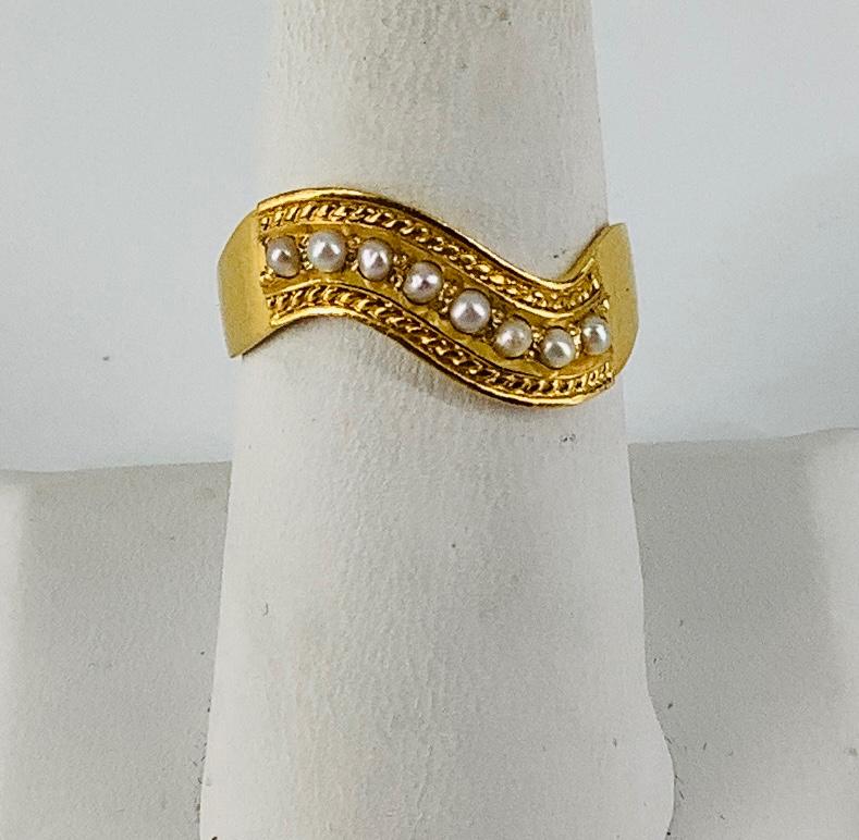 High Karat Gold and Seed Pearl Ring (1 of 4)