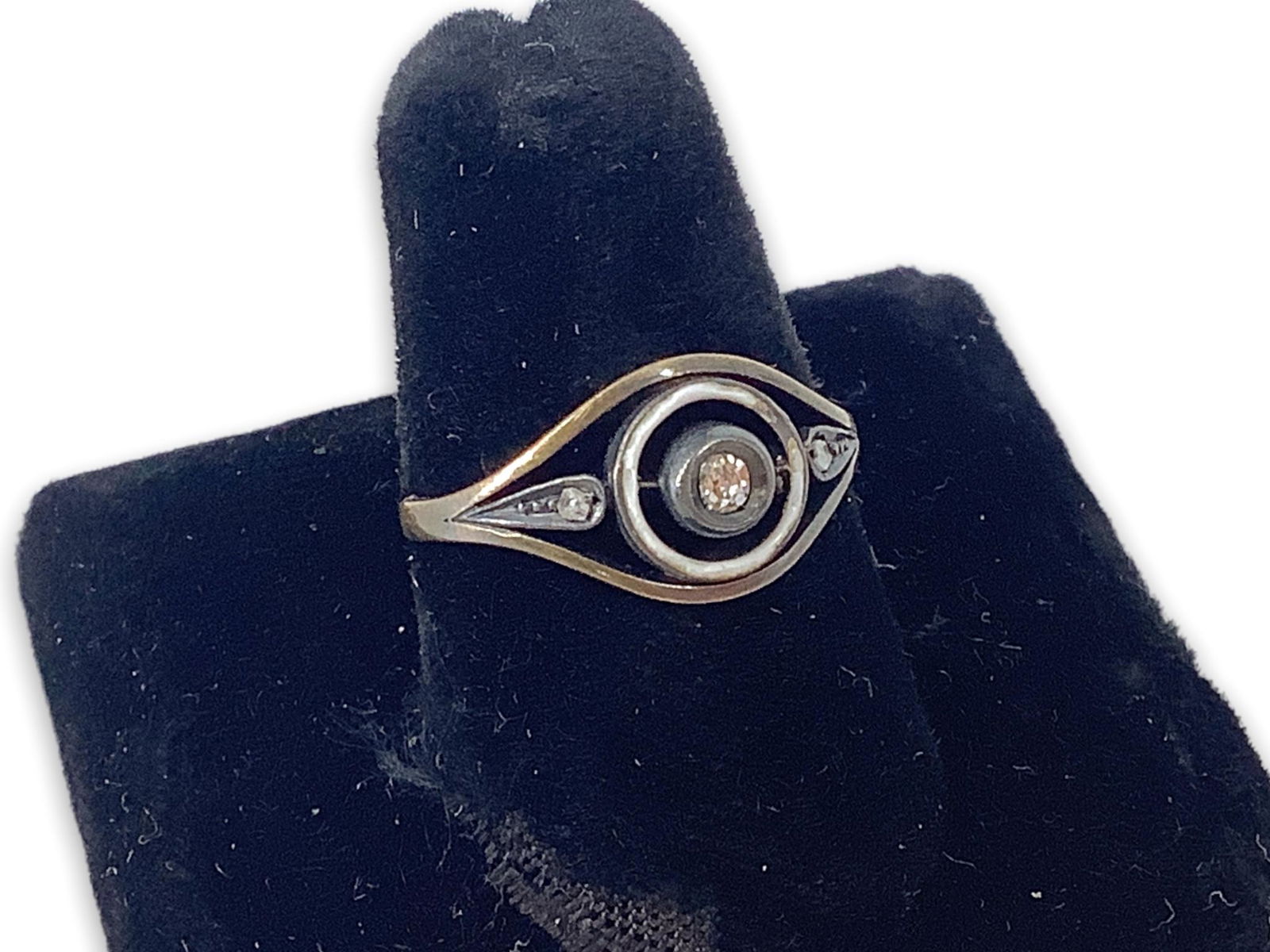 One Vintage Gold Plated Ring With Diamonds (1 of 3)