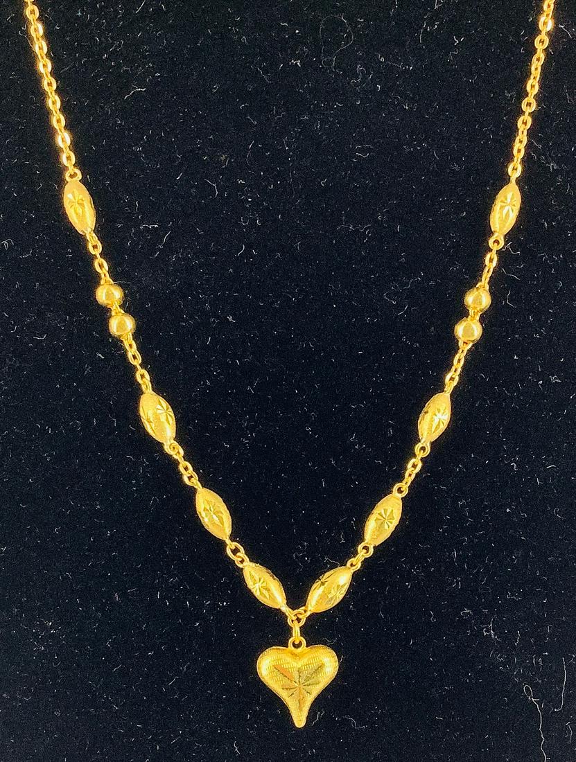 High kt Yellow Gold Necklace With a Heart Shaped Pendant (1 of 4)