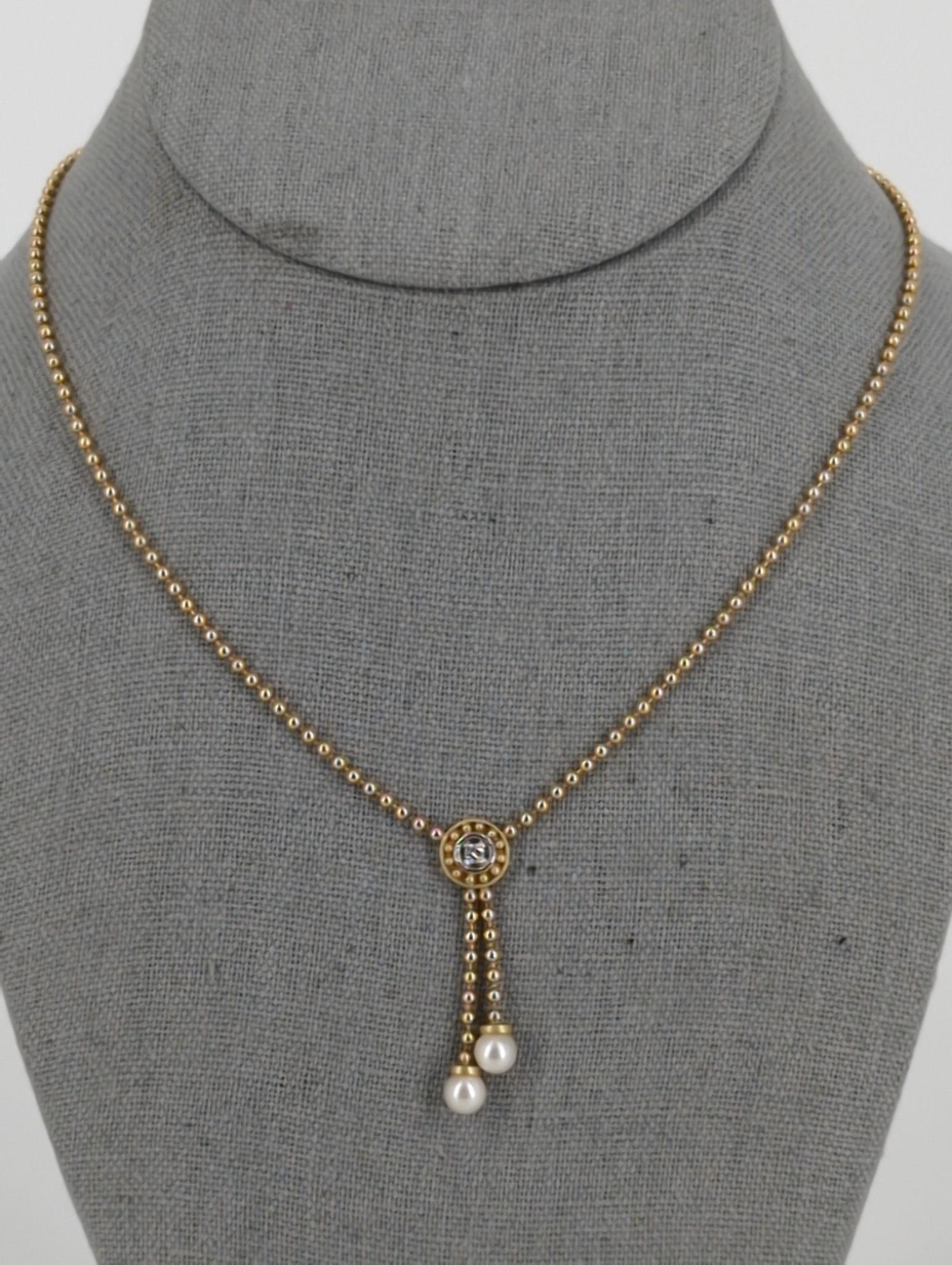 Makur 14kt Yellow Gold Necklace with Diamond and Pearls (1 of 5)