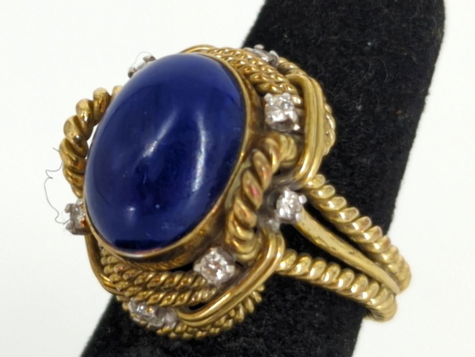 Vintage 14kt Yellow Gold, Lapis Lazuli & Diamond Ring (1 of 6)