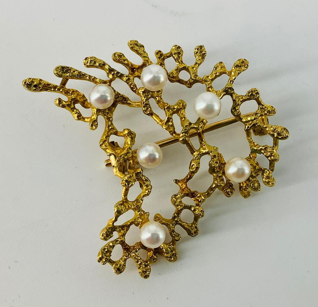Ilias Lalaounis 18kt Yellow Gold and Pearls Pin (1 of 3)