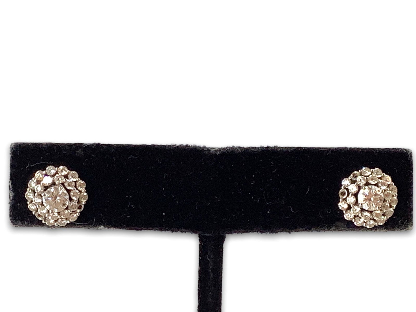 Post Back 18kt White Gold Diamond Cluster Earrings (1 of 3)