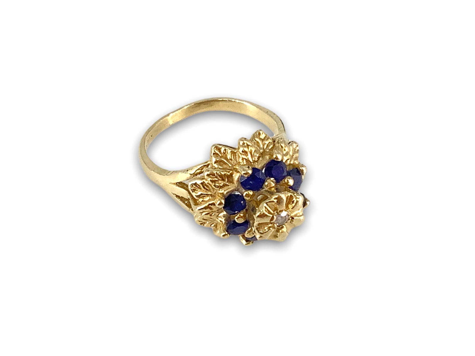 14kt Gold and Sapphire Cluster Ring (1 of 3)