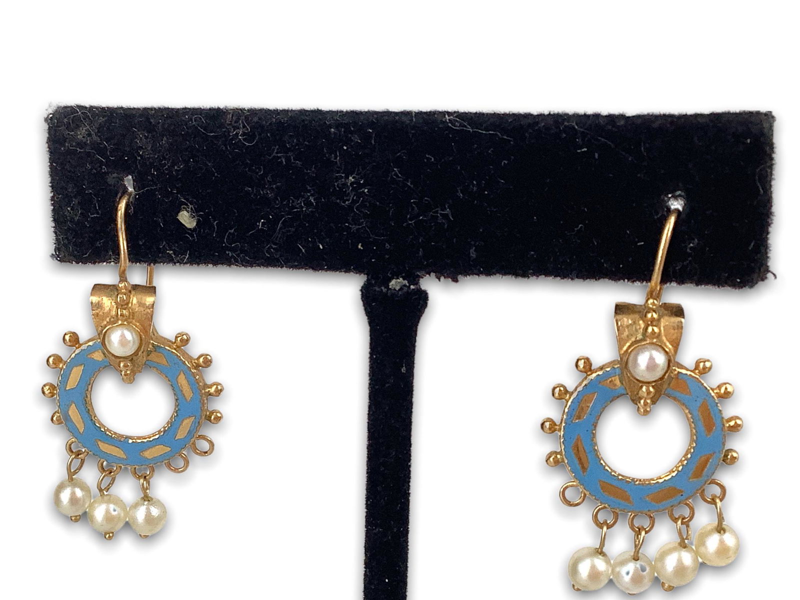 Antique 14kt Yellow Gold Enameled Dangle Earrings (1 of 3)