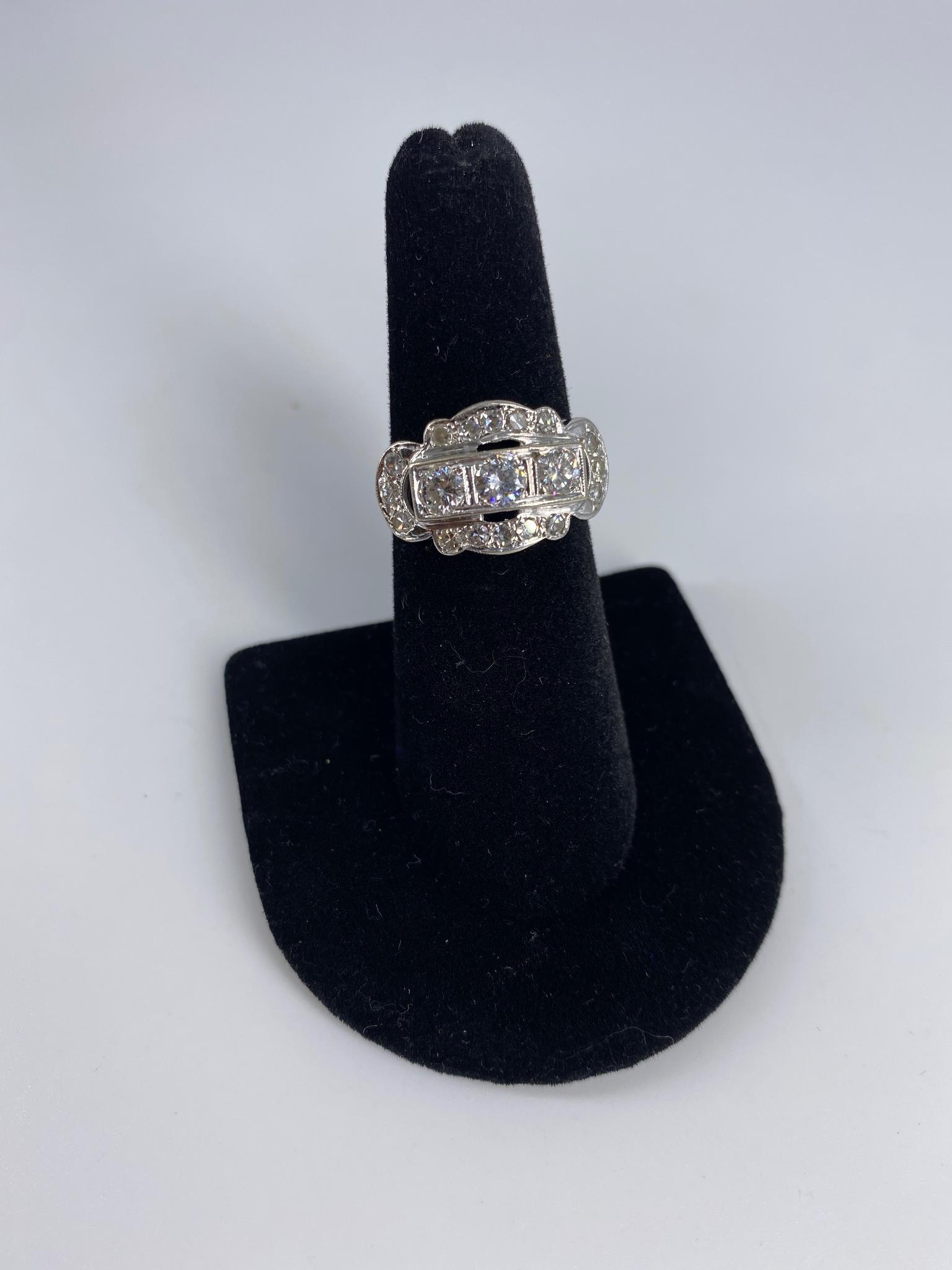 Antique 14kt White Gold Diamond ring (1 of 6)