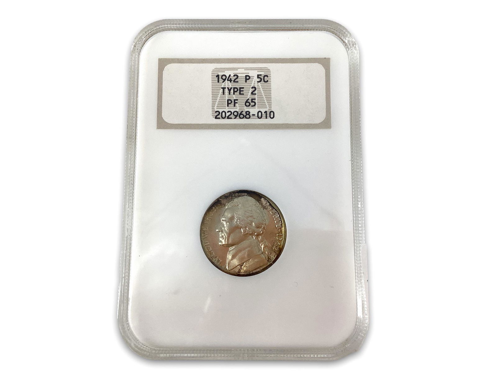 1942-P Type II War-Time Composition Proof Nickel in Slab (1 of 4)