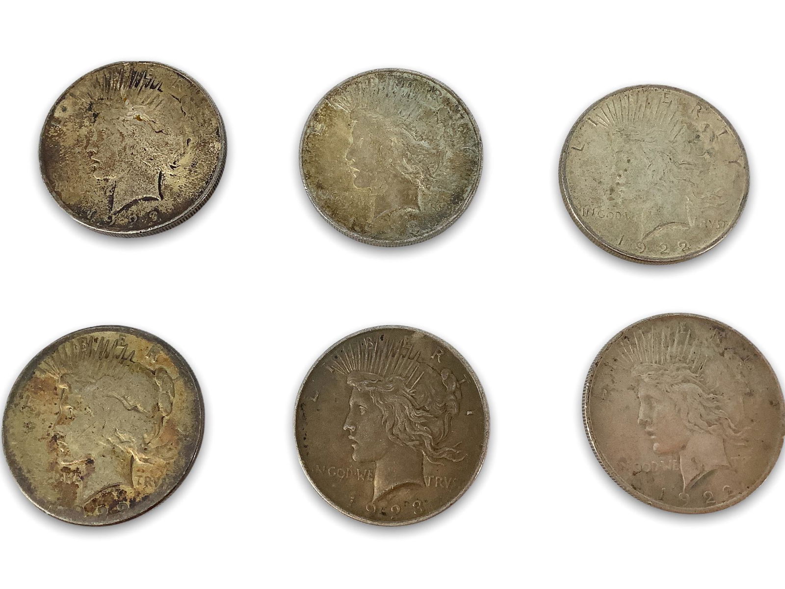 (6) U.S. Silver Peace Dollar Coins (1 of 3)