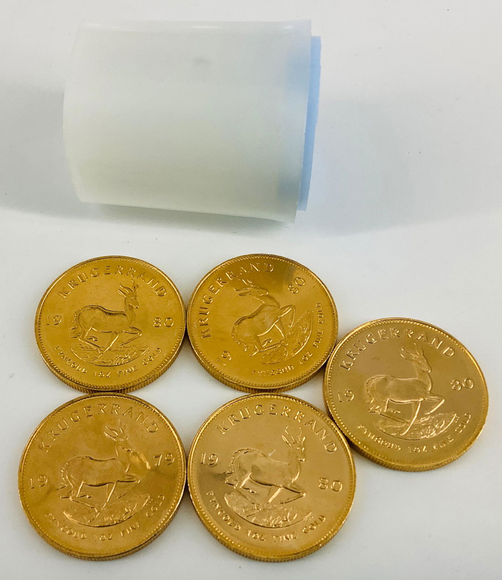 (5) South African Krugerrand Gold Coins In A Plastic Tube (1 of 2)