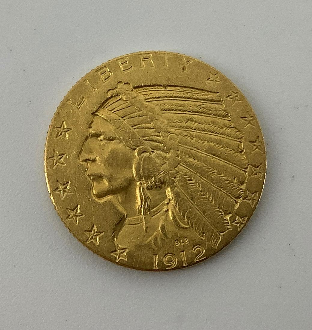 1912-P U.S. $5.00 Gold Indian Head Half Eagle Coin (1 of 3)