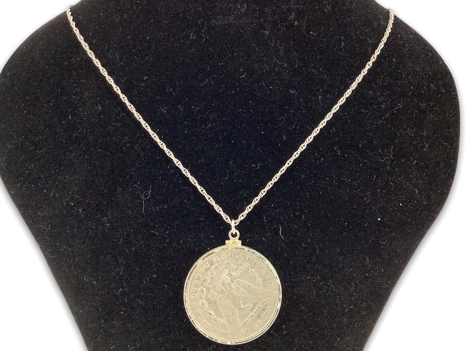Sterling Silver Necklace With a Morgan Silver Dollar Pendant (1 of 3)
