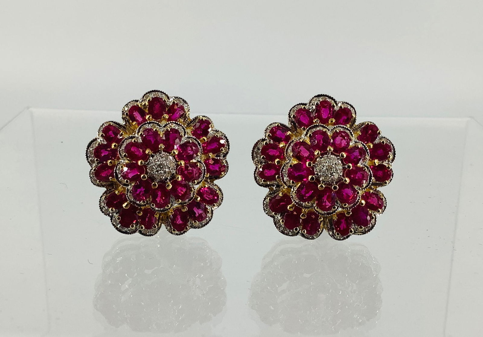 One Pair Of Clip On Ruby & Diamond Earrings In A Hinged Black Box (1 of 7)