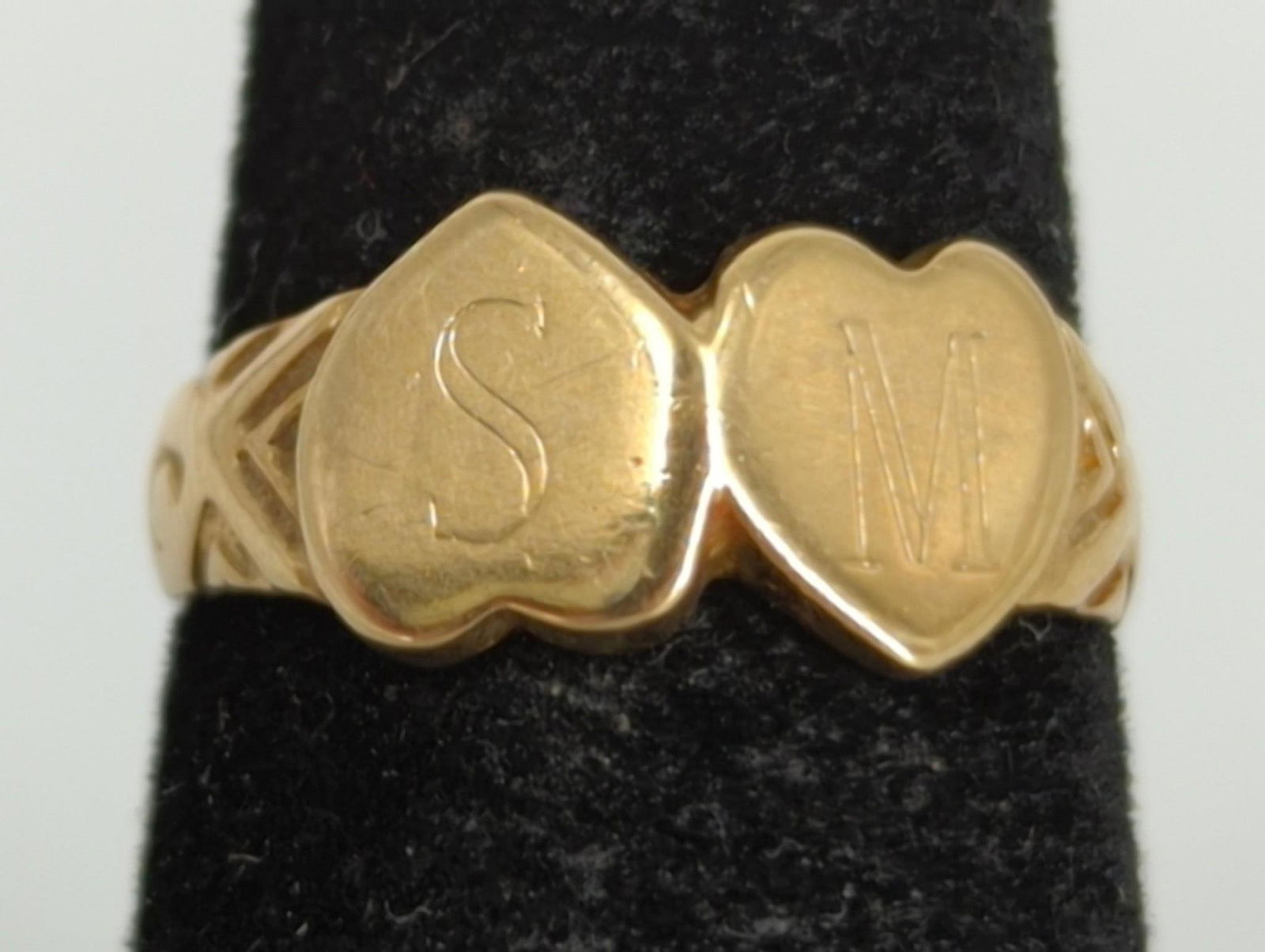 Antique 14kt Yellow Gold Double Heart Monogram Ring (1 of 4)