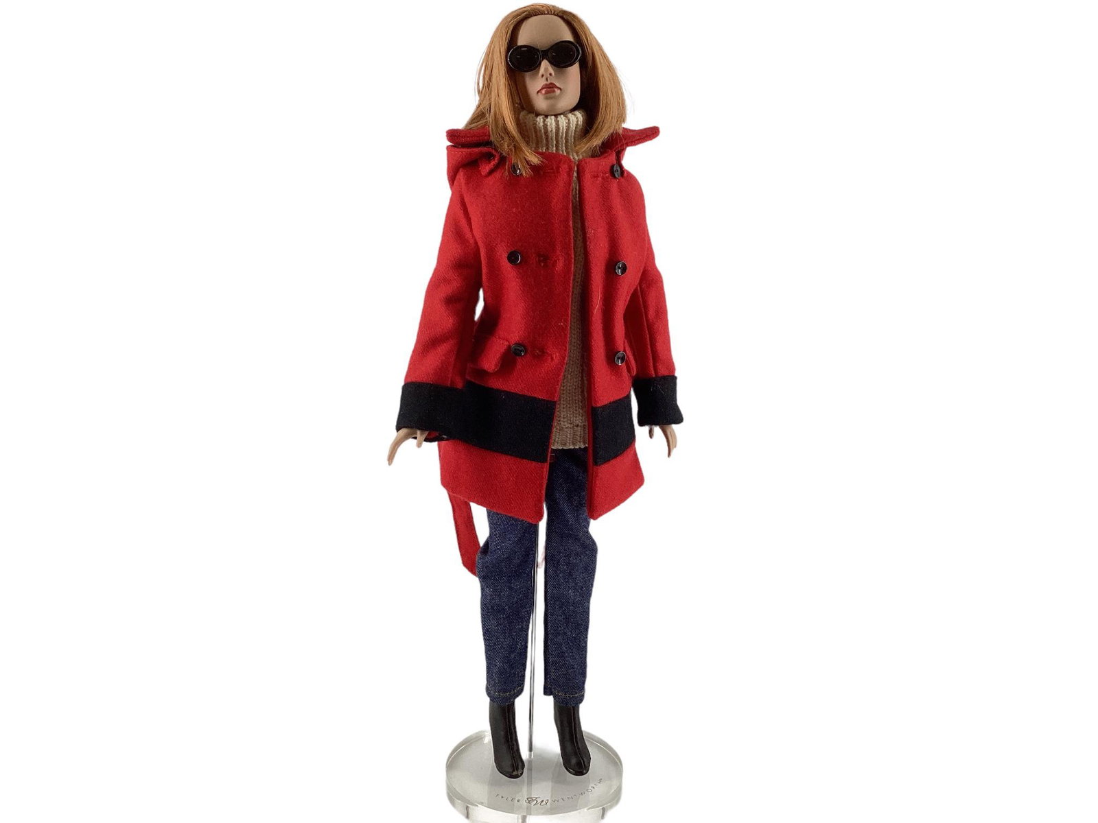 Tonner/Wentworth 16" Ryan Roche Basic Copper doll wearing "Weekend Retreat," no box or COA. Heel of: Tonner/Wentworth 16" Ryan Roche Basic Copper doll wearing "Weekend Retreat," no box or COA. Heel of left boot coming unglued.