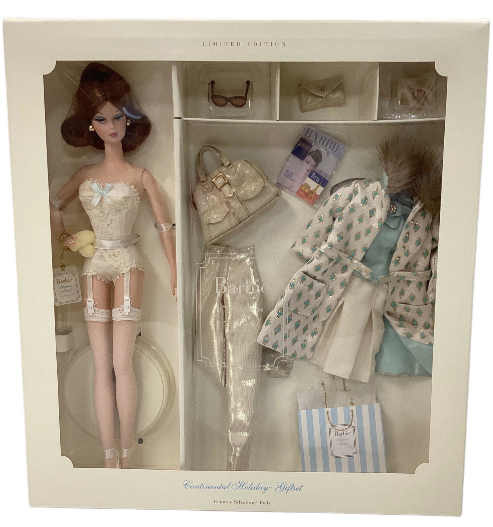 (1) Silkstone Continental Holiday Barbie gift set as a part of the BFMC. - a Brunette with her (1 of 2)