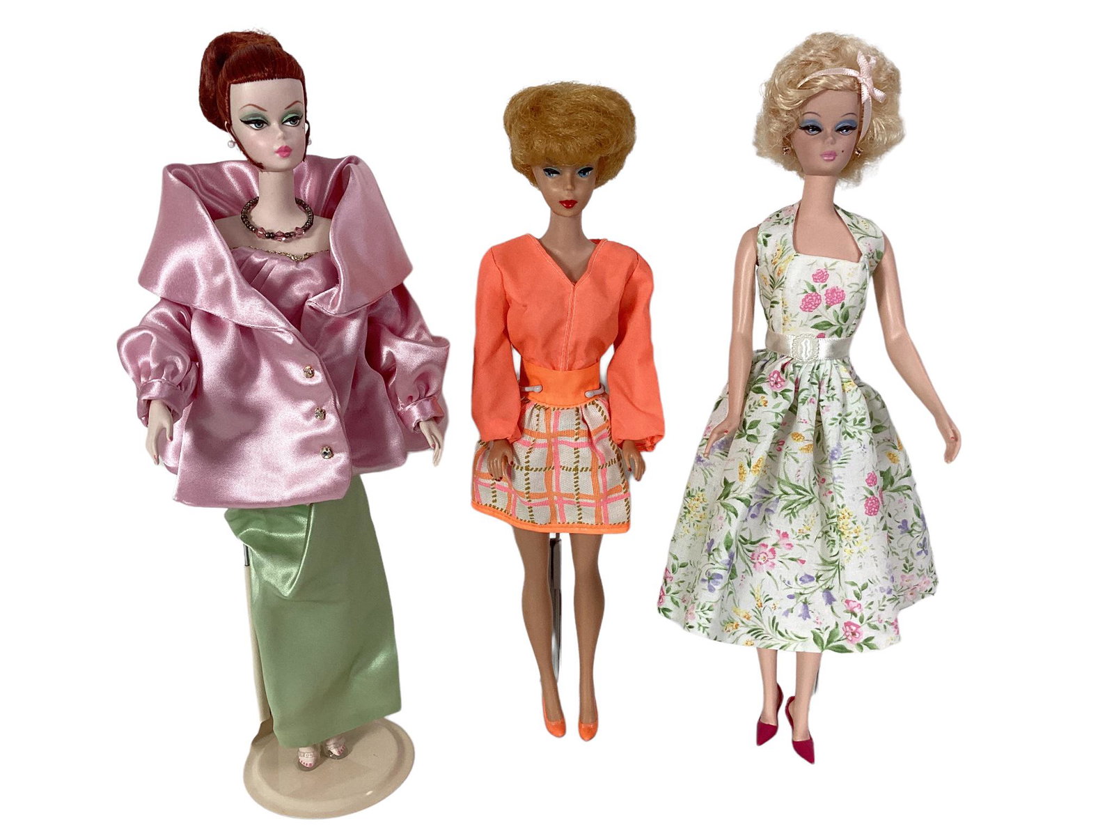 (3) Barbies including (1) BFMC Silkstone Barbie w/ Beautiful red hair w/ high ponytail wearing a (1 of 3)