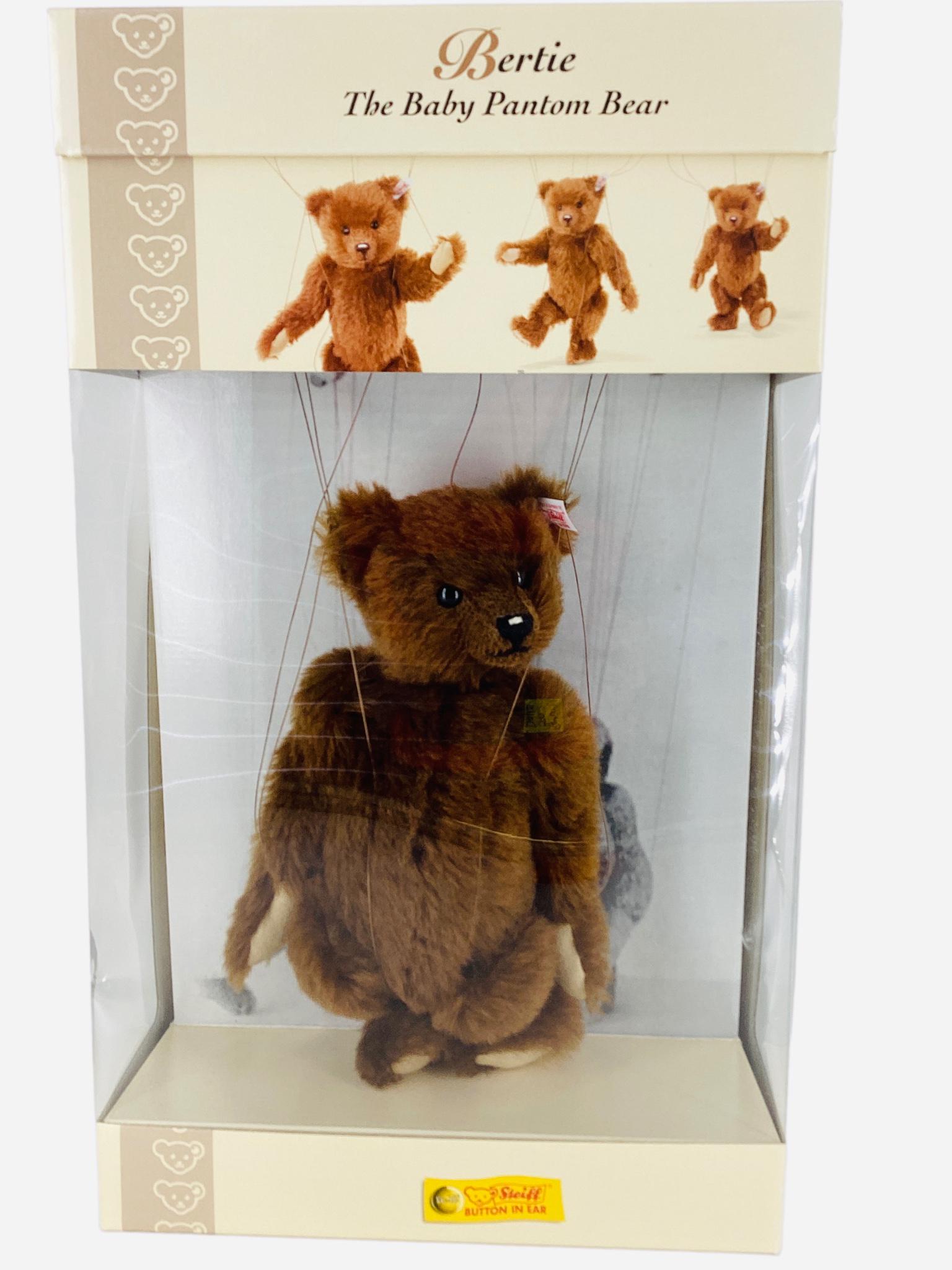 Steiff "Bertie" The Baby Pantom Bear, brown, 12". White tag in ear. With COA and original box. (1 of 3)