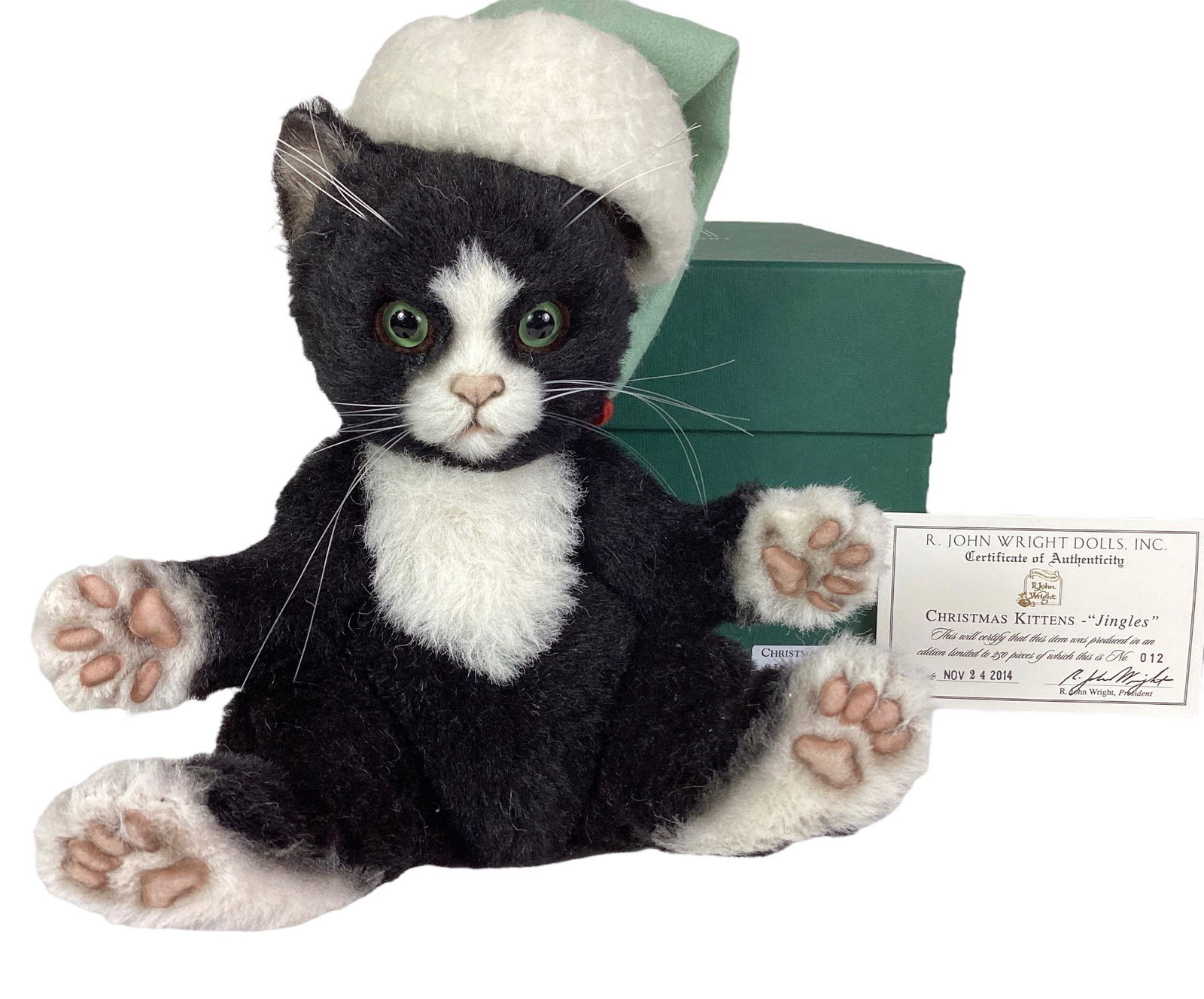 R. John Wright Dolls, Christmas Kittens - "Jingles" No.012/250. With COA and original box. (1 of 3)