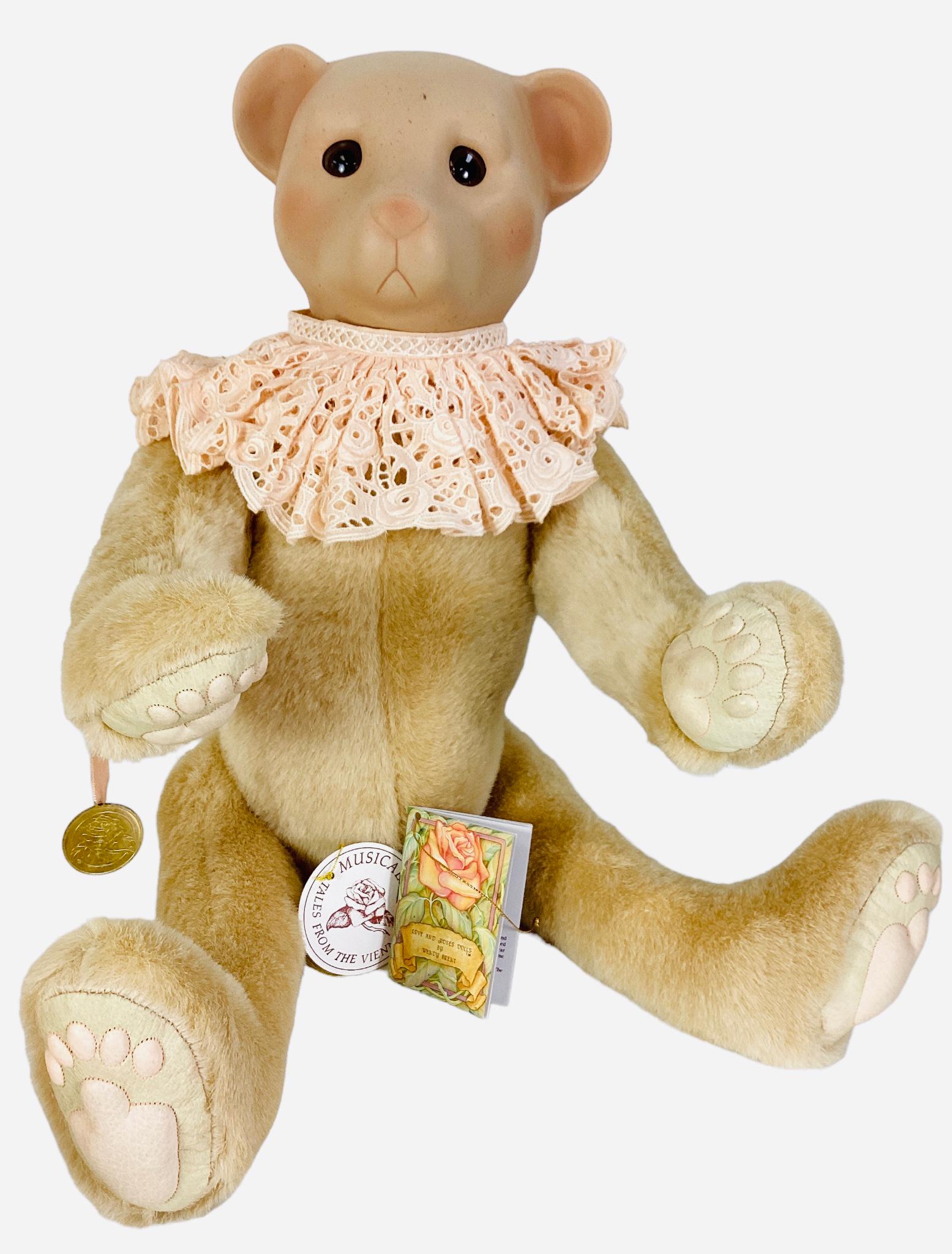 Bevan from the Love and Roses Dolls collection by Wendy Brendt. 22 3/4" plush bear with porcelain (1 of 5)