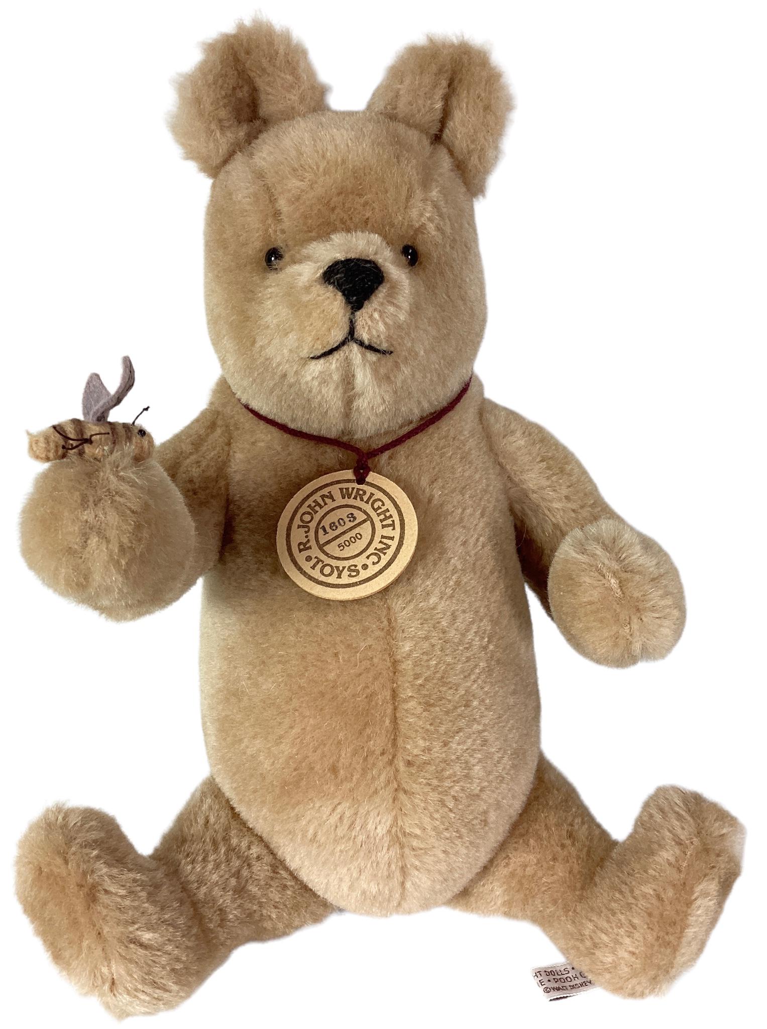 R.John Wright 14" mohair Classic Winnie-the-Pooh bear with bee on right paw. Limited Edition No. (1 of 3)