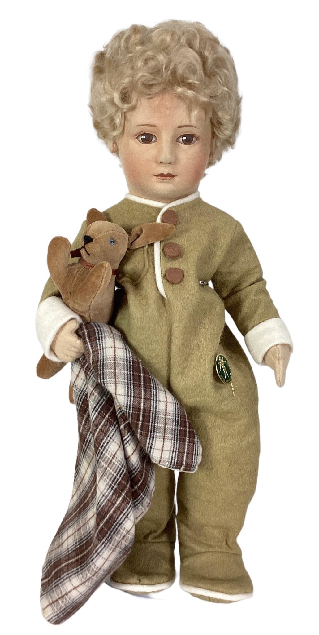R.John Wright Dolls Babes in Toyland, Series II "Michael" #80/250, tag sewn in back of pajamas, with (1 of 3)