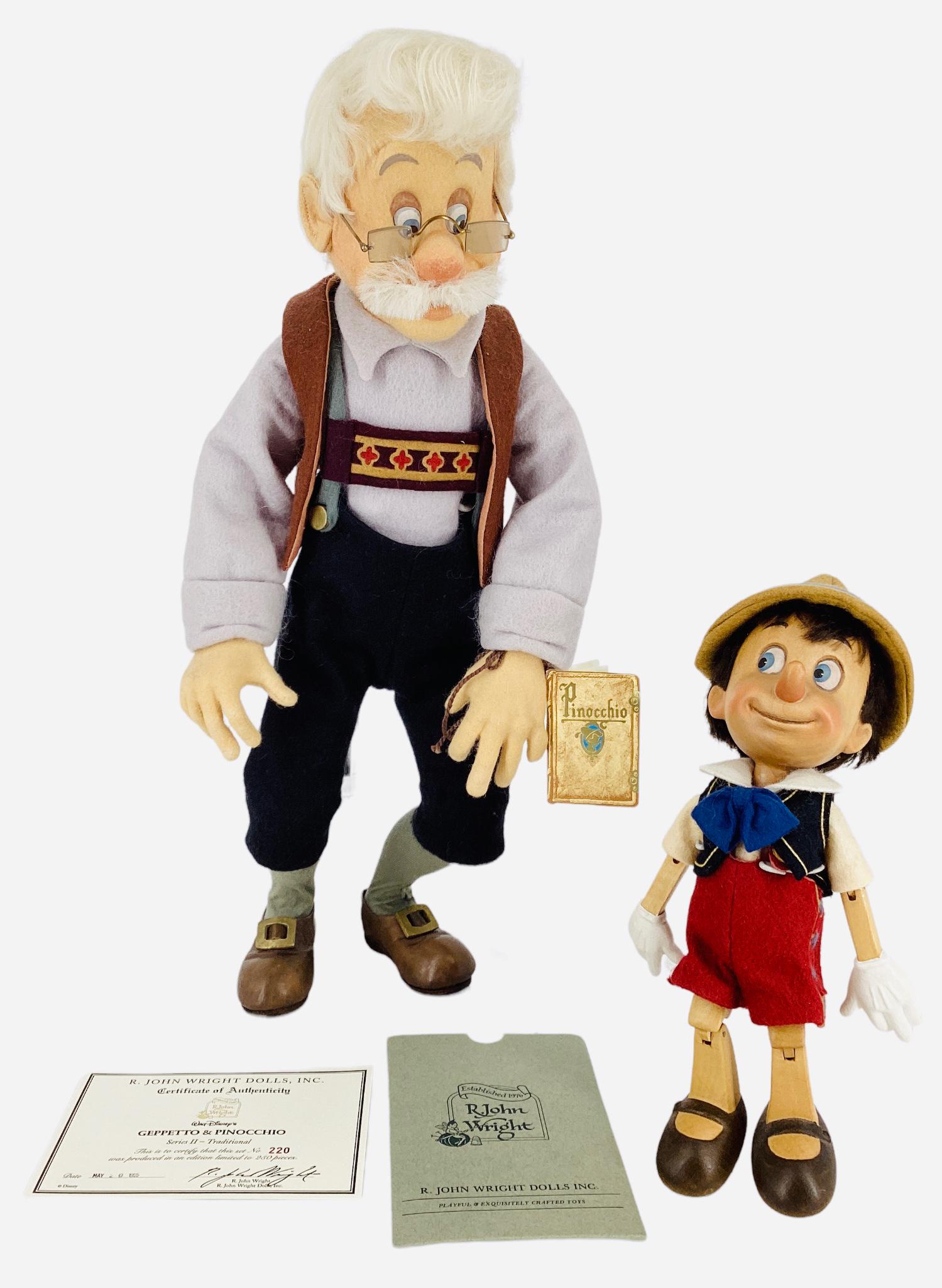 R.John Wright Dolls Walt Disney's "Geppetto & Pinocchio" Series II - Traditional #220/250, tag on (1 of 2)