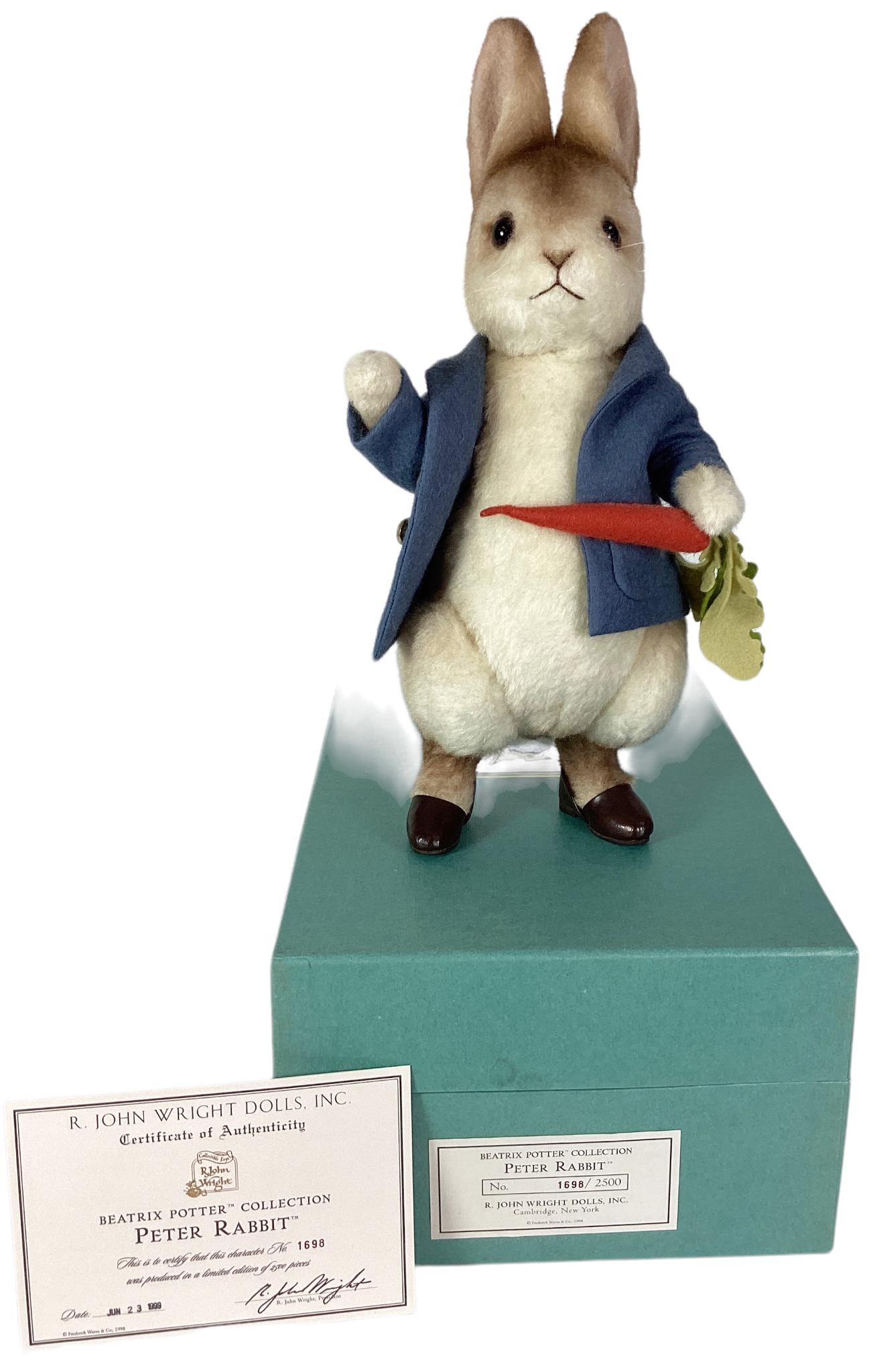 R. John Wright Dolls, Beatrix Potter Collection, "Peter Rabbit" No.1698/2500. With COA and original (1 of 3)