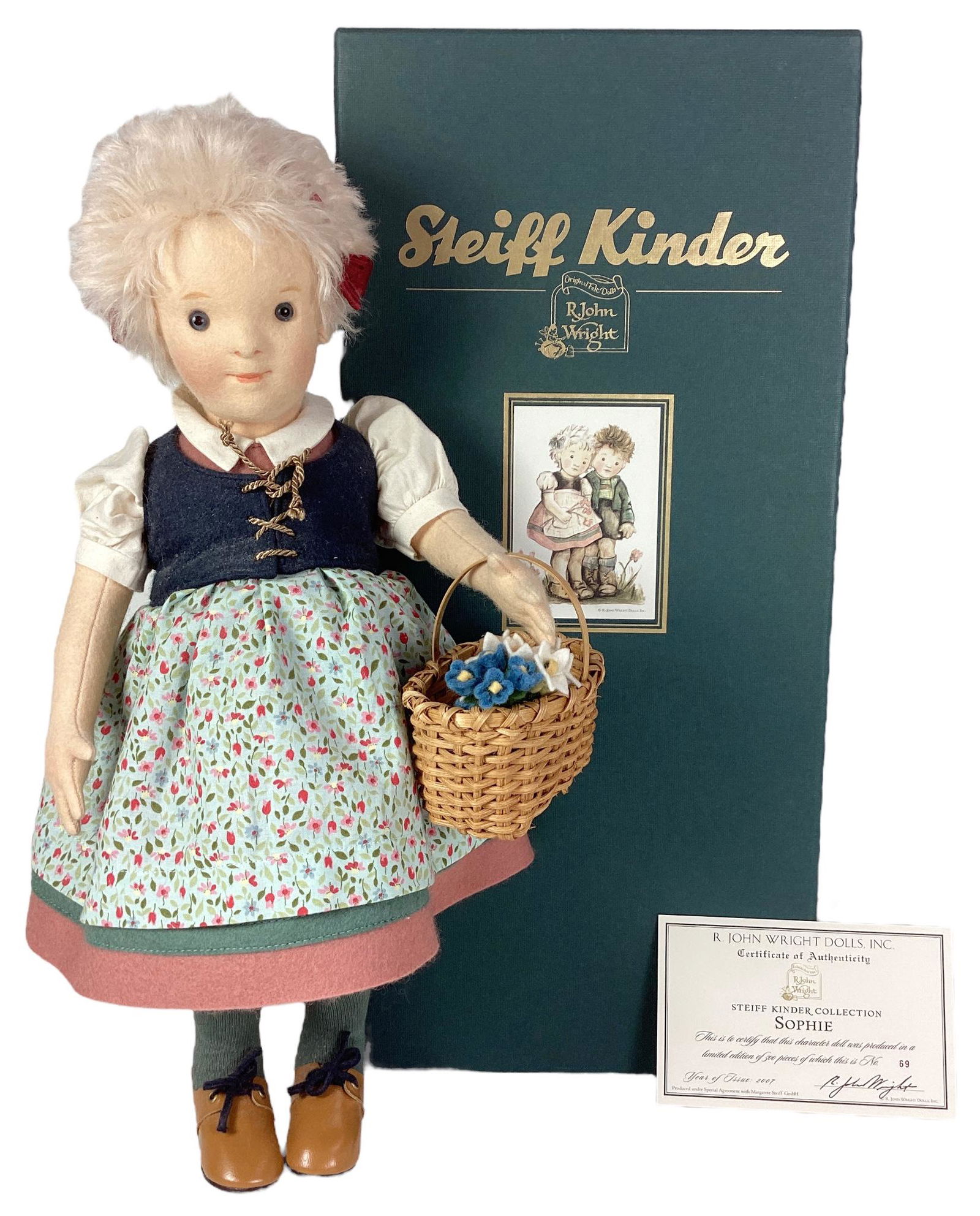 R. John Wright Dolls, Steiff Kinder Collection "Sophie" No.69/500. With COA and original box. (1 of 4)