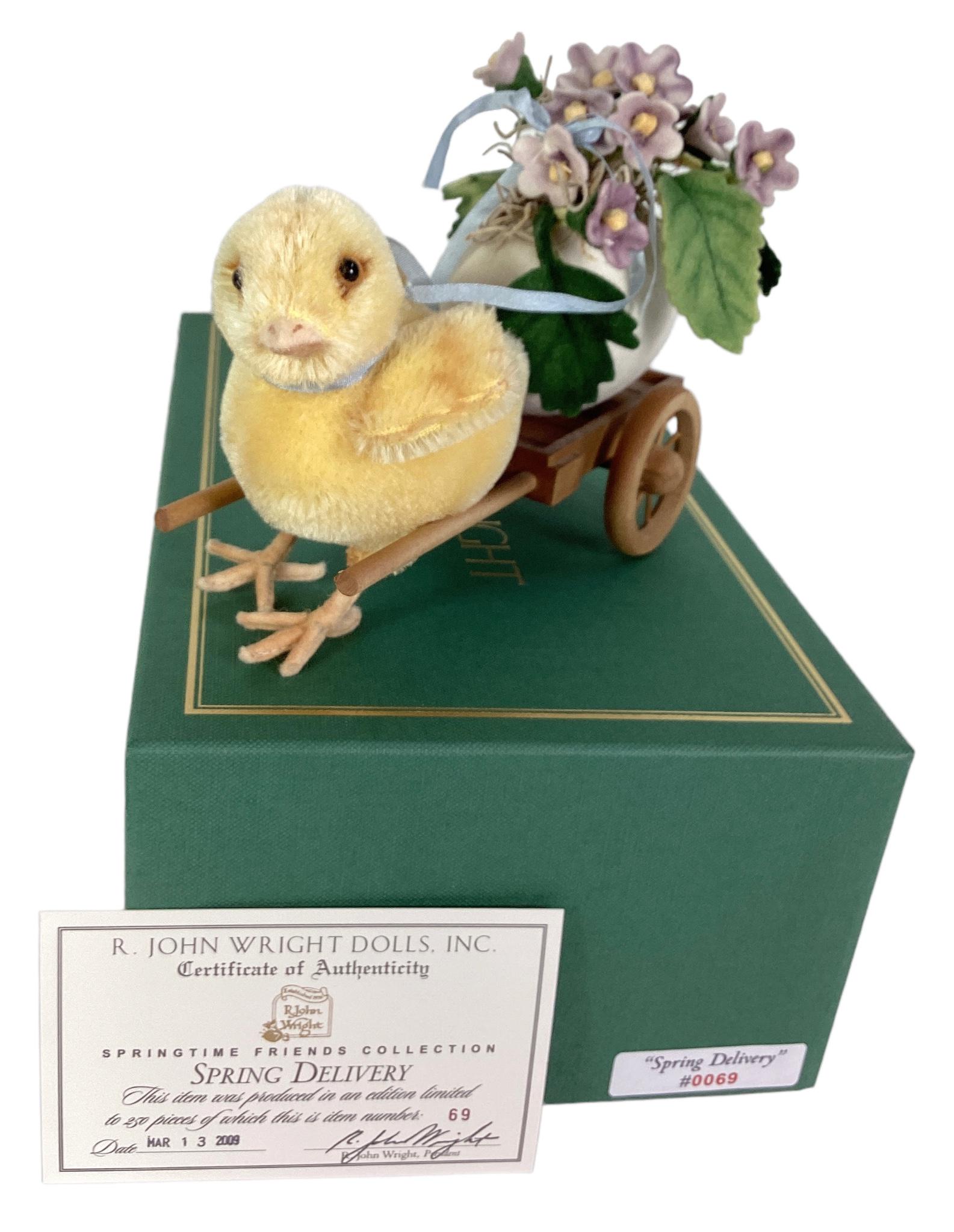 R. John Wright Dolls, Springtime Friends Collection "Spring Delivery" No. 69/250. With COA and (1 of 3)