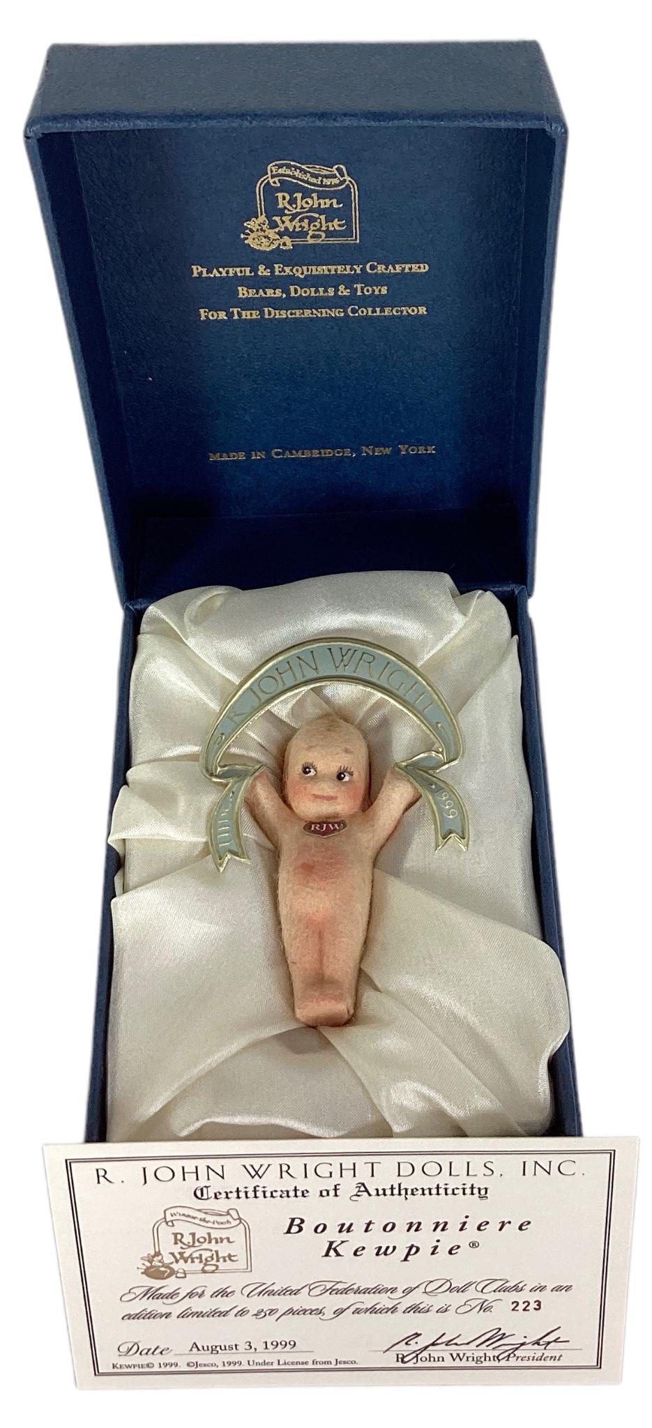 R John Wright Dolls, "Boutonniere Kewpie" No.223/250. With COA and original box. (1 of 3)