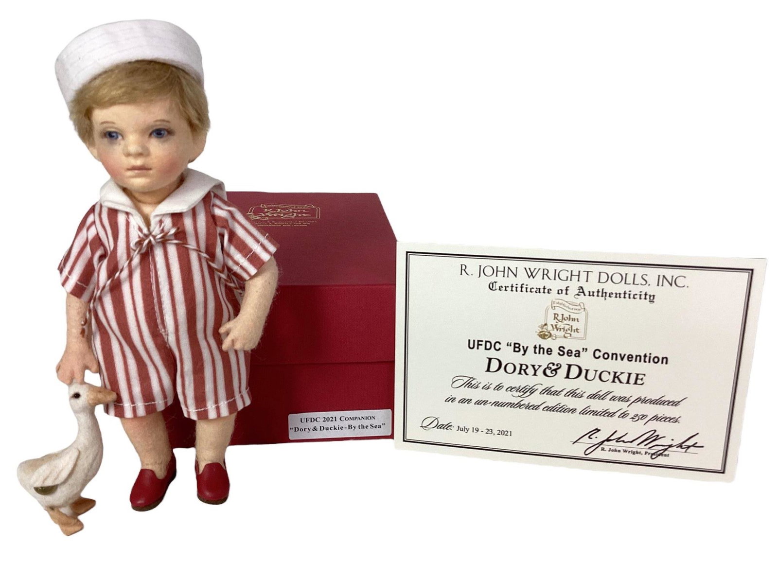 R. John Wright Dolls, UFDC "By the Sea" Convention Dory & Duckie, edition limited to 250 pieces. (1 of 3)