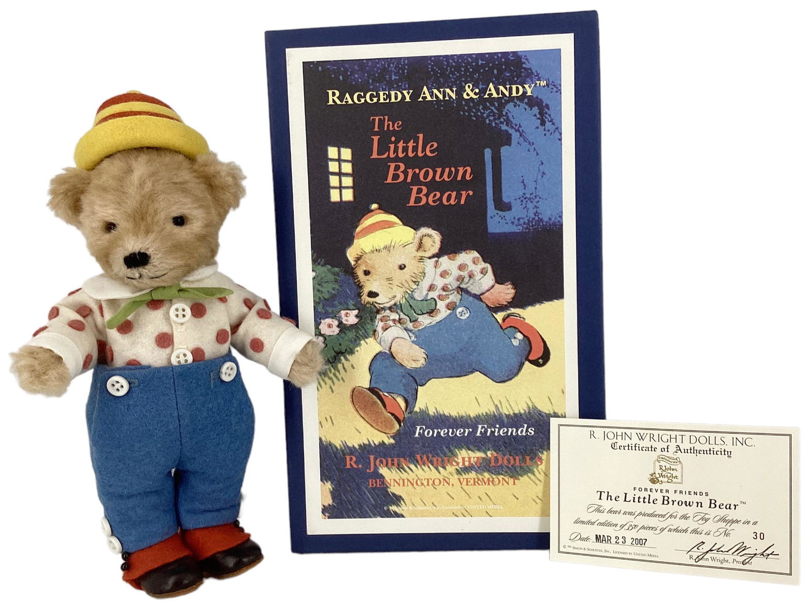 R. John Wright Dolls, Forever Friends "The Little Brown Bear" No.30/350. With COA and original box. (1 of 3)