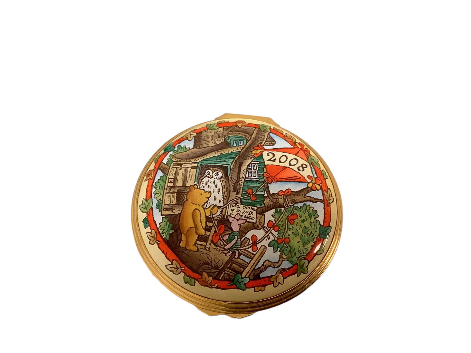 Halcyon Days enameled round box with hinged lid, 1"h, in original box. (1 of 2)