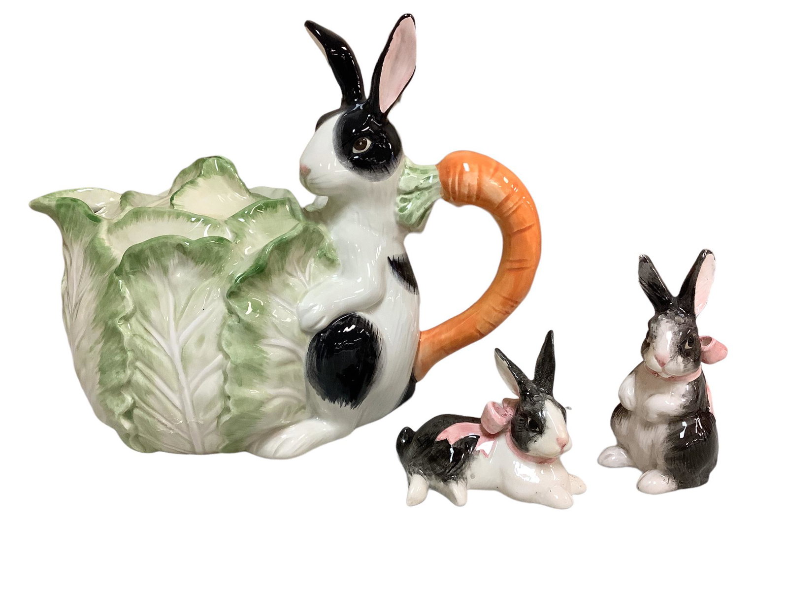 Lot of three pieces of Fitz & Floyd with Easter motif including a 45oz. teapot and salt and pepper (1 of 1)