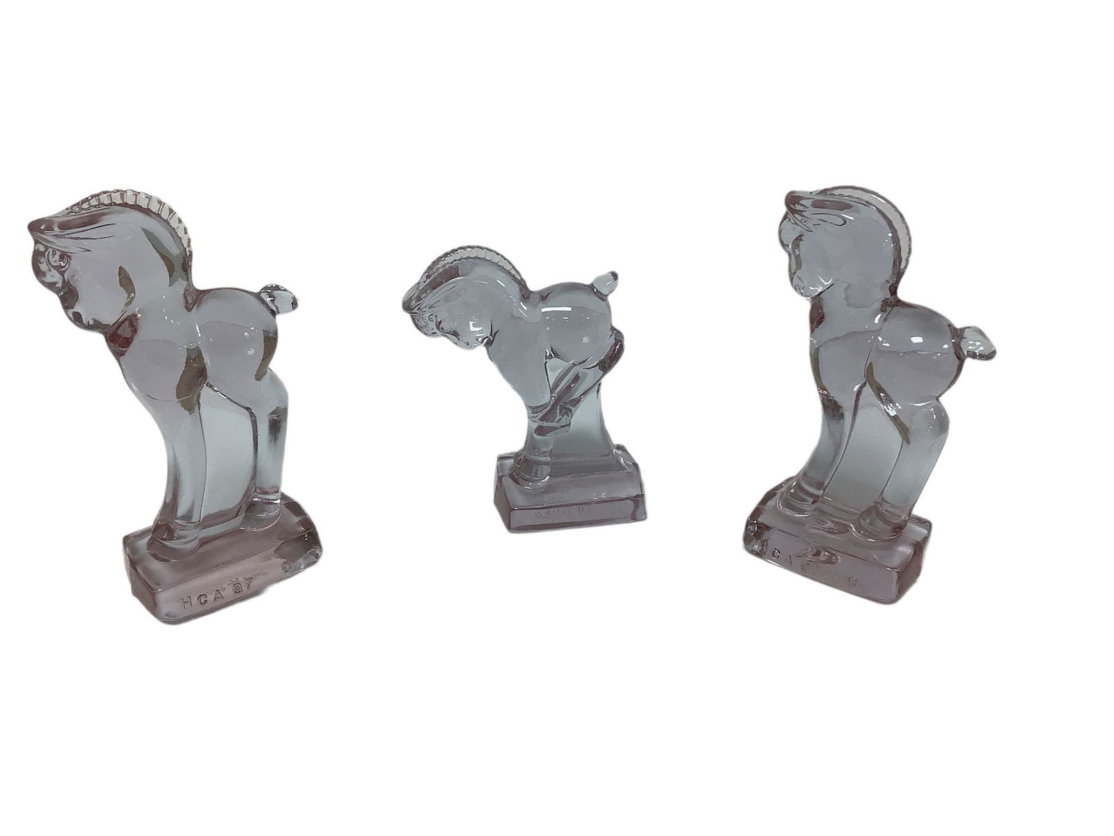 Heisey Dalzell Glass, vintage 2 standing horse and a kicking horse: Heisey Dalzell Glass, vintage 2 standing horse and a kicking horse