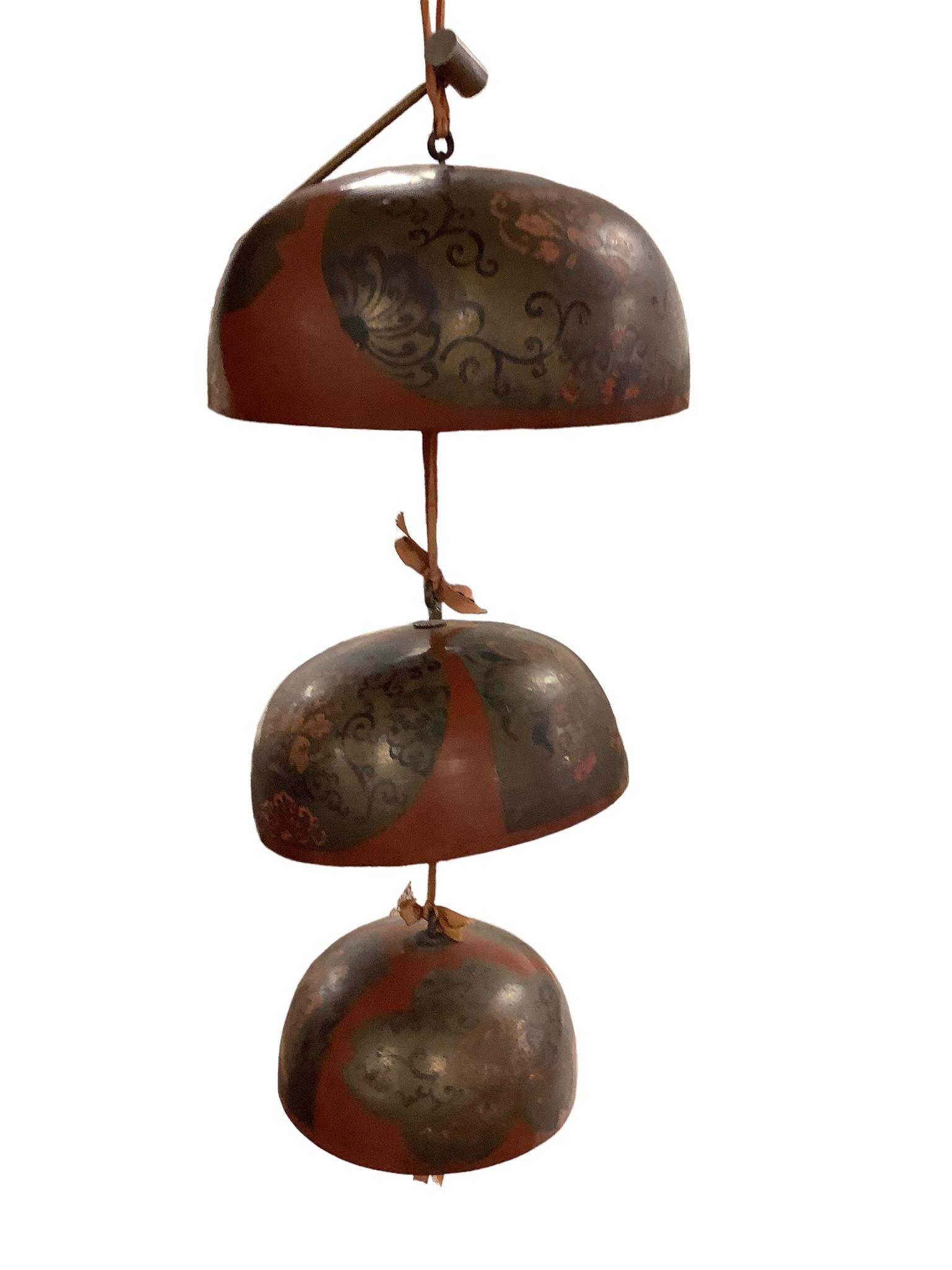 Red and black decorative, 3 layered Chinese gong with hammer. (1 of 1)